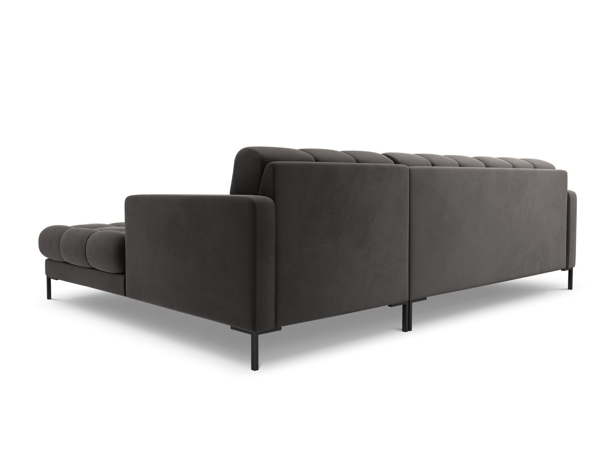 Ecksofa rechts Bali von Cosmopolitan Design mit Récamière, Stoffbezug und Metallbeinen