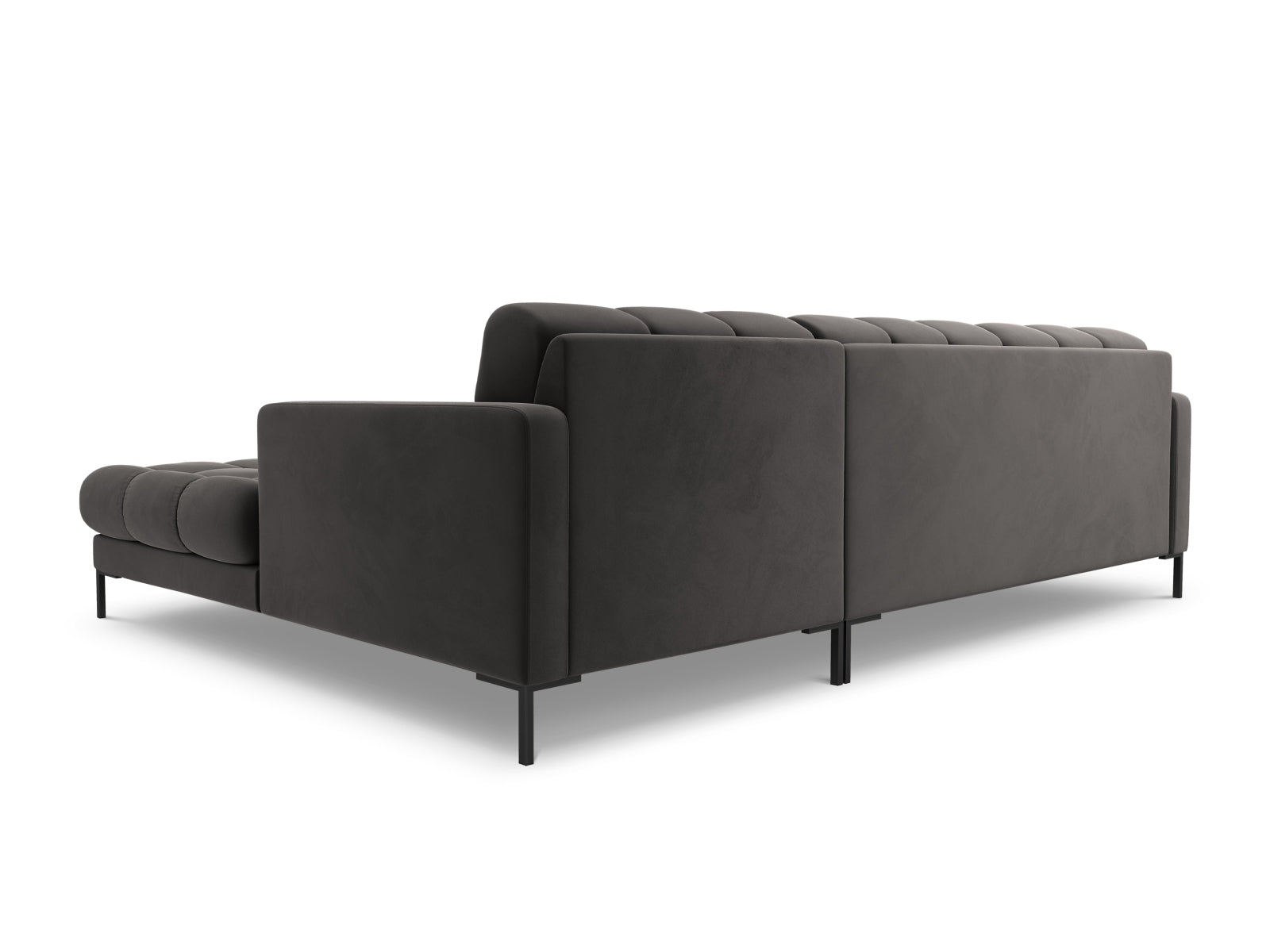 Elegantes 5-Sitzer Ecksofa rechts Bali in hochwertigem Dunkelgrau-Bluvel, ideal für gemütliche Abende und modernes Wohndesign.