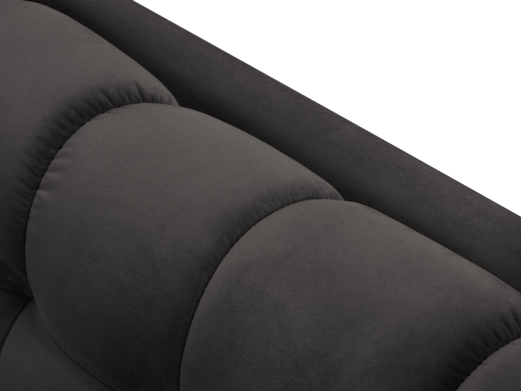 Elegantes 5-Sitzer Ecksofa rechts Bali in modernem Dunkelgrau-Bluvel, ideal für gemütliche Abende und stilvolle Einrichtung.