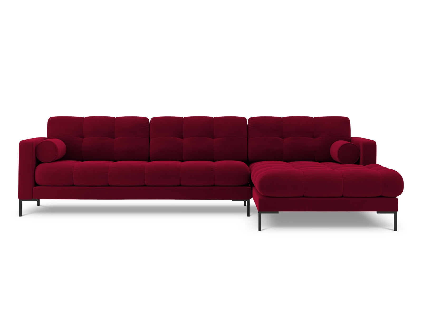 Elegantes 5-Sitzer Ecksofa rechts Bali von Cosmopolitan Design, ideal für stilvolle Wohnräume, in modernem Red-Bluvel. Perfekte Kombination aus Komfort und Design.