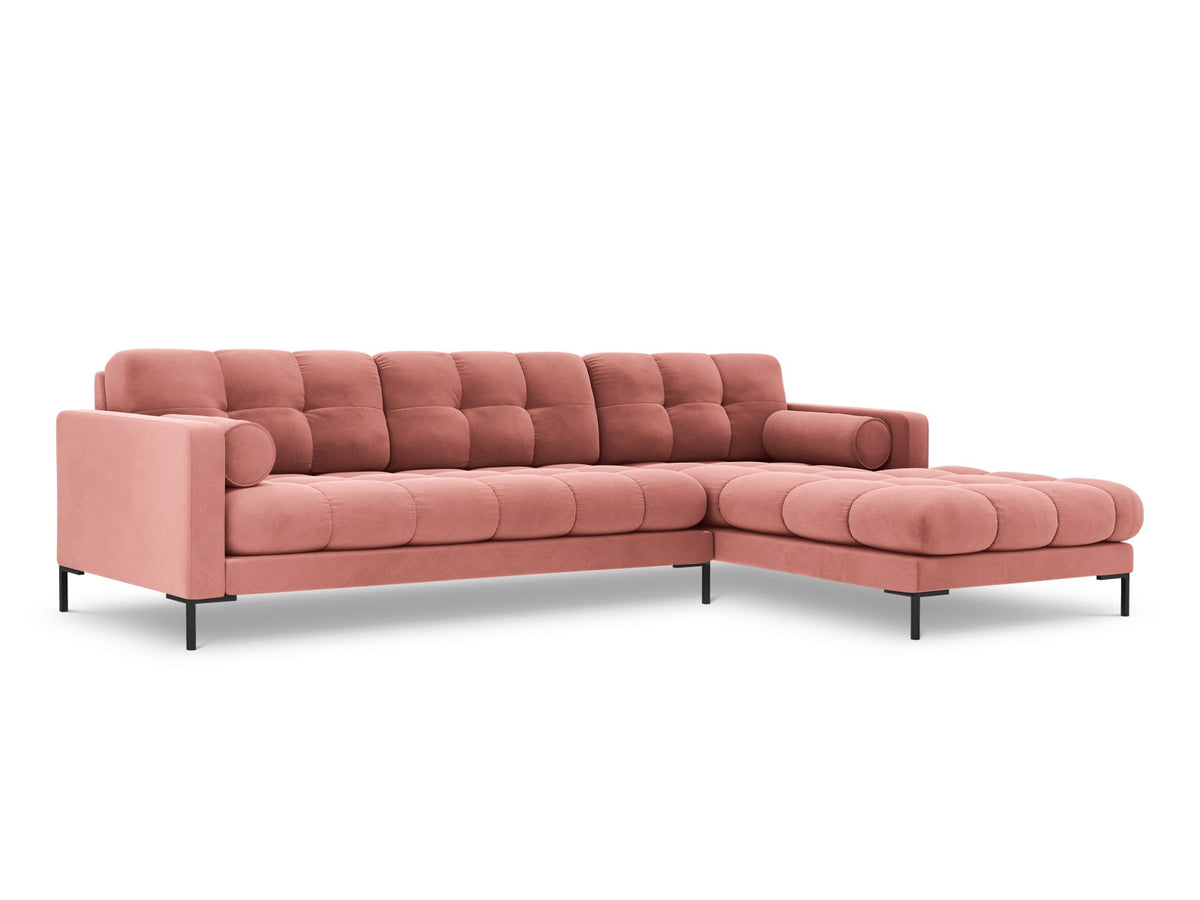 Ecksofa rechts Bali von Cosmopolitan Design mit Récamière, Stoffbezug und Metallbeinen