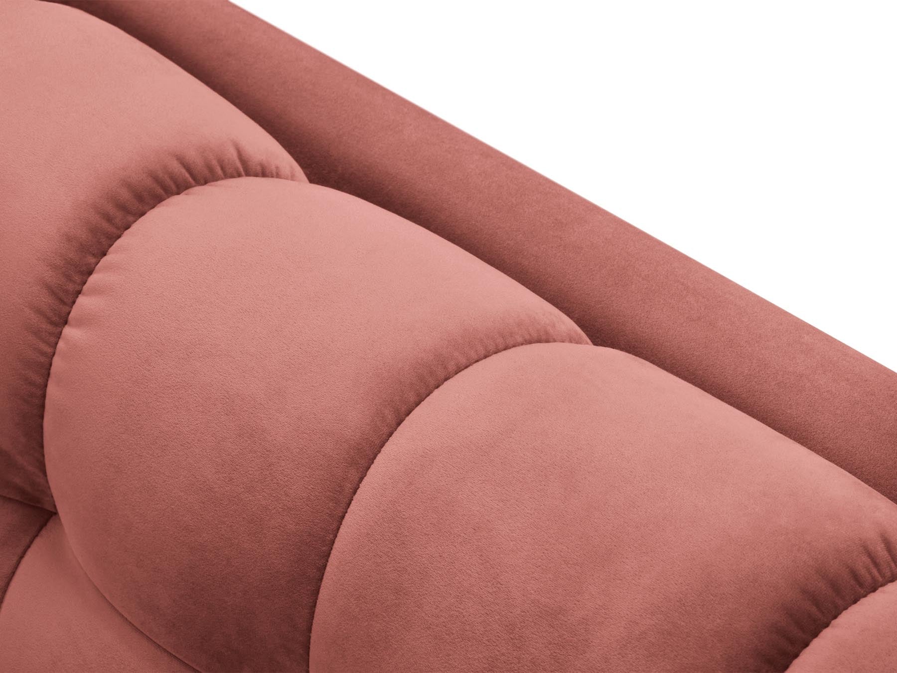 Stylisches 5-Sitzer Ecksofa rechts Bali in lebhaftem Pink-Bluvel, ideal für gemütliche Abende und ein trendiges Zuhause.