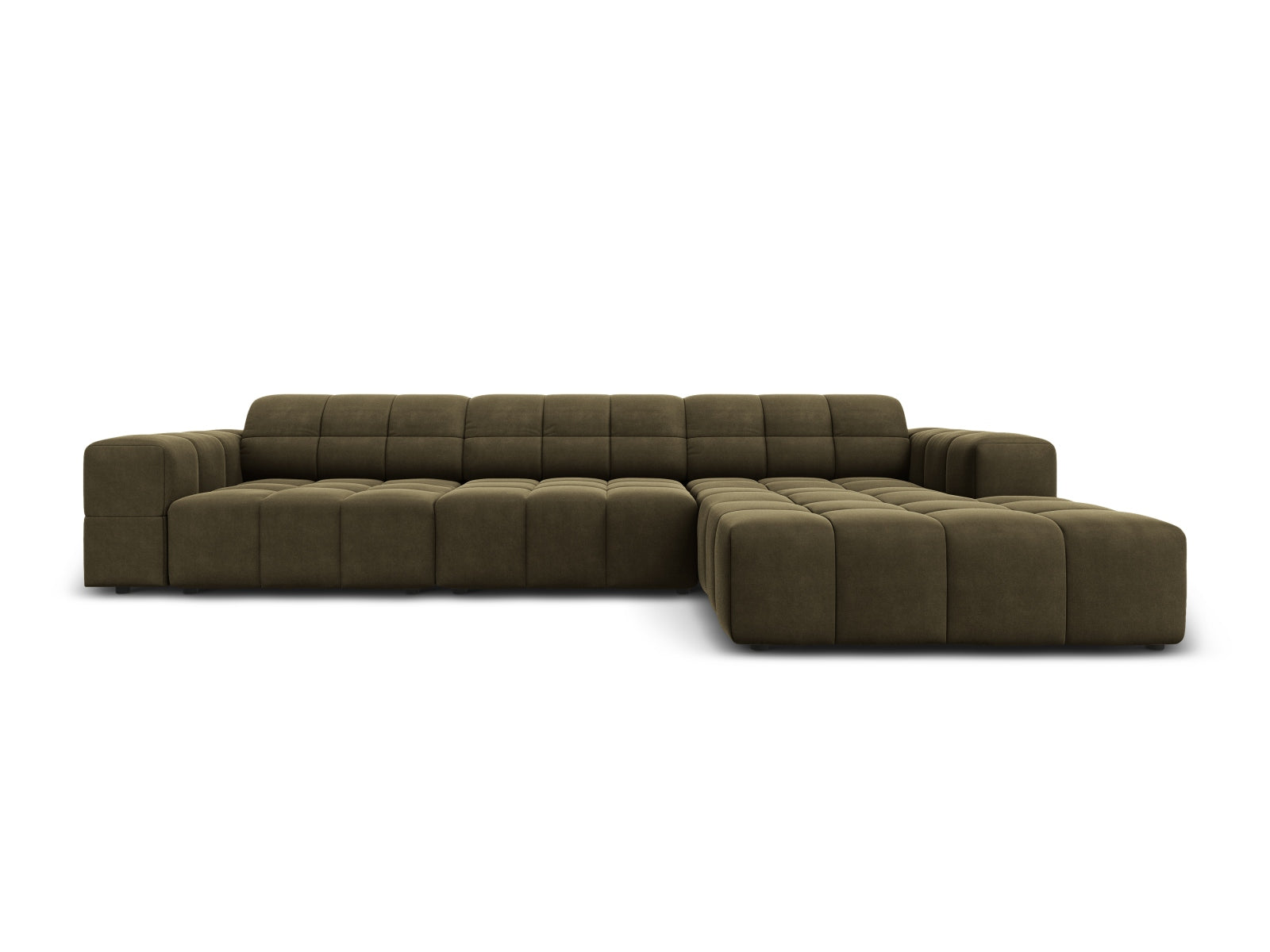 Chicago Velour Ecksofa rechts 4 Sitzer 166cm in Green-Bluvel präsentiert im Onlineshop von KAQTU Design AG. L-Sofa rechts ist von Cosmopolitan Design