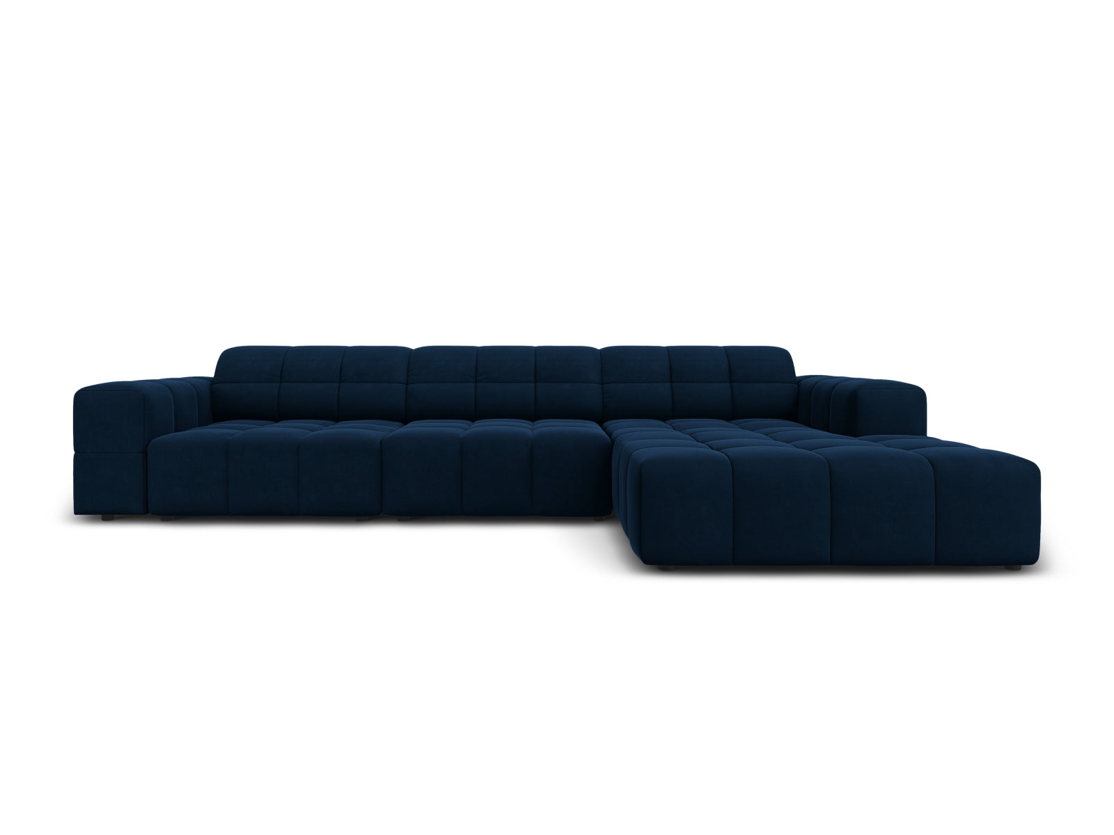 Chicago Velour Ecksofa rechts 4 Sitzer 166cm in Royal Blue-Bluvel präsentiert im Onlineshop von KAQTU Design AG. L-Sofa rechts ist von Cosmopolitan Design