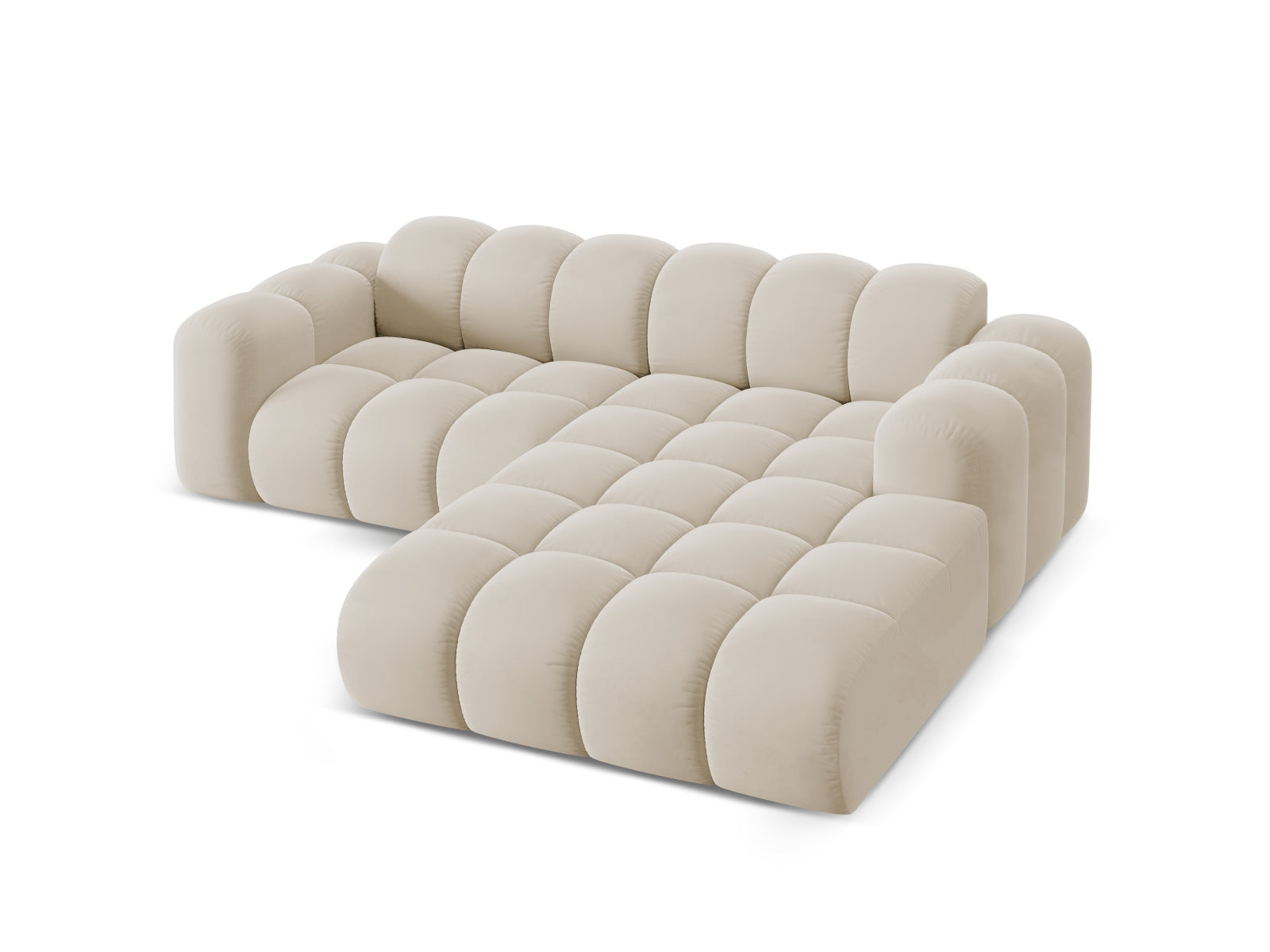 Elegantes 3-Sitzer Ecksofa Treno in dunkelbeige, ideal für gemütliche Wohnräume, erhältlich bei Cosmopolitan Design.
