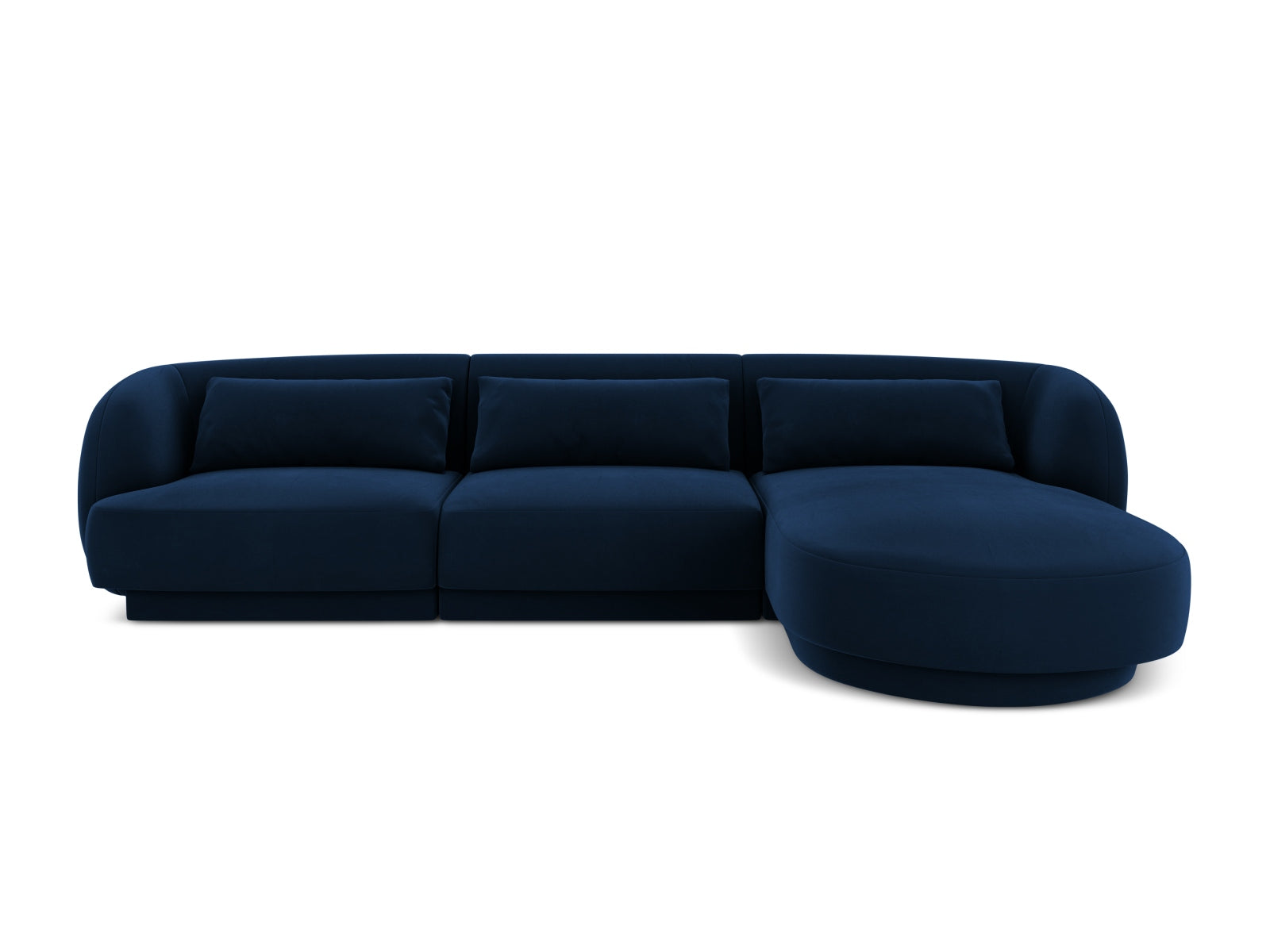 Tulum Velour Ecksofa rechts 4 Sitzer 156cm in Royal Blue-Bluvel präsentiert im Onlineshop von KAQTU Design AG. L-Sofa rechts ist von Cosmopolitan Design
