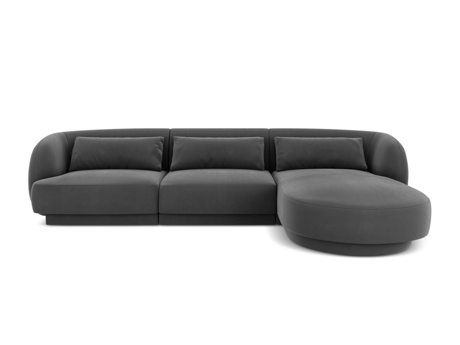 Tulum Velour Ecksofa rechts 4 Sitzer 156cm in Grey-Bluvel präsentiert im Onlineshop von KAQTU Design AG. L-Sofa rechts ist von Cosmopolitan Design