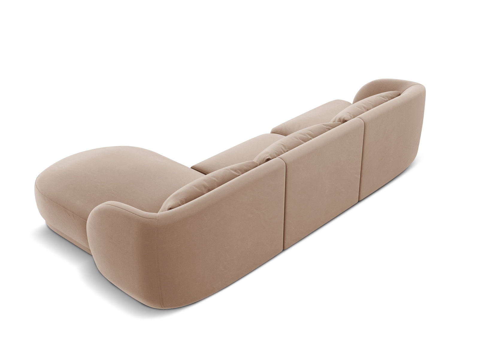 Beige Velour Ecksofa Tulum, 4-Sitzer, 156 cm, modernes Design für gemütliche Wohnräume, erhältlich bei Cosmopolitan Design.