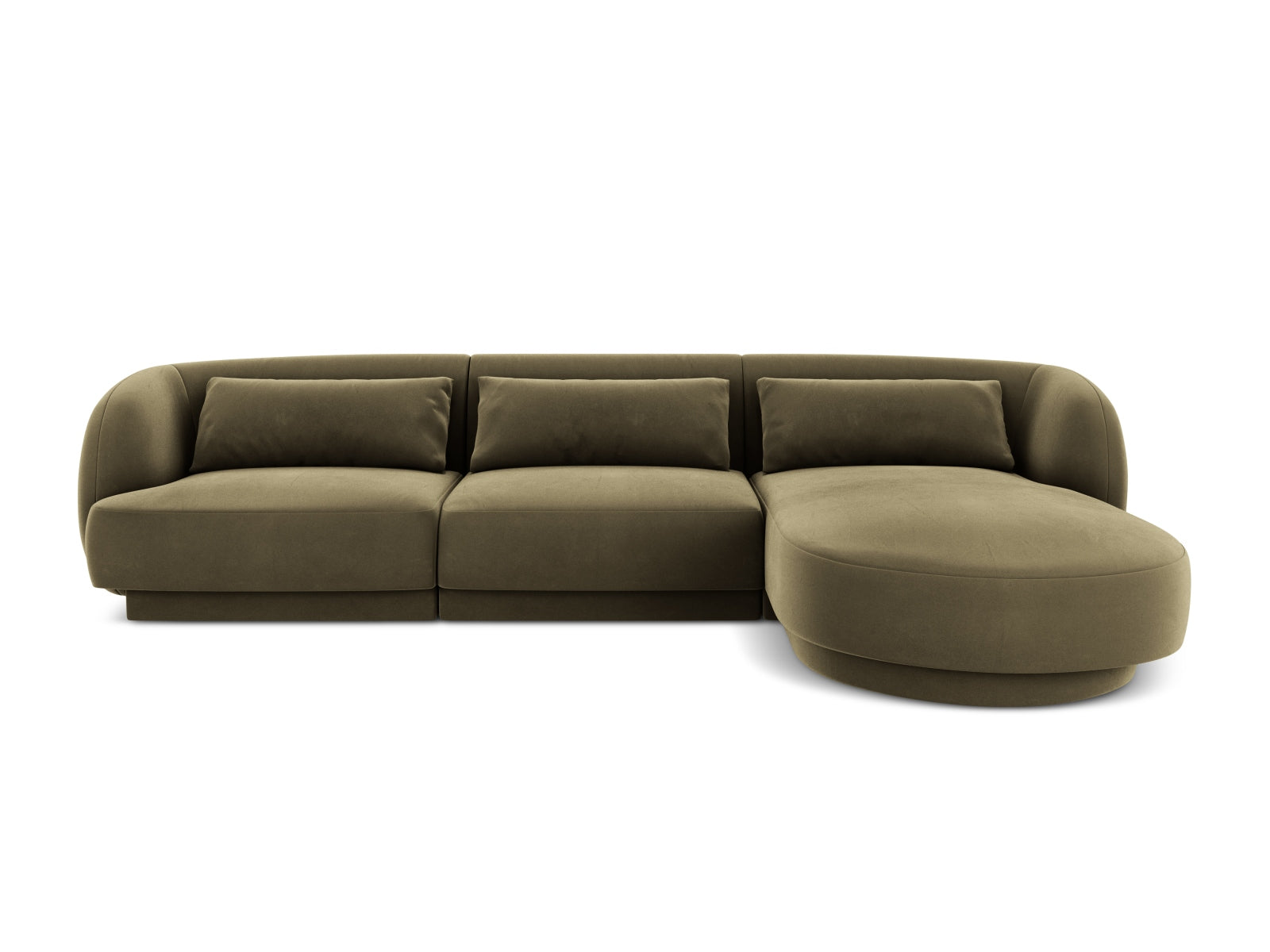 Tulum Velour Ecksofa rechts 4 Sitzer 156cm in Green-Bluvel präsentiert im Onlineshop von KAQTU Design AG. L-Sofa rechts ist von Cosmopolitan Design