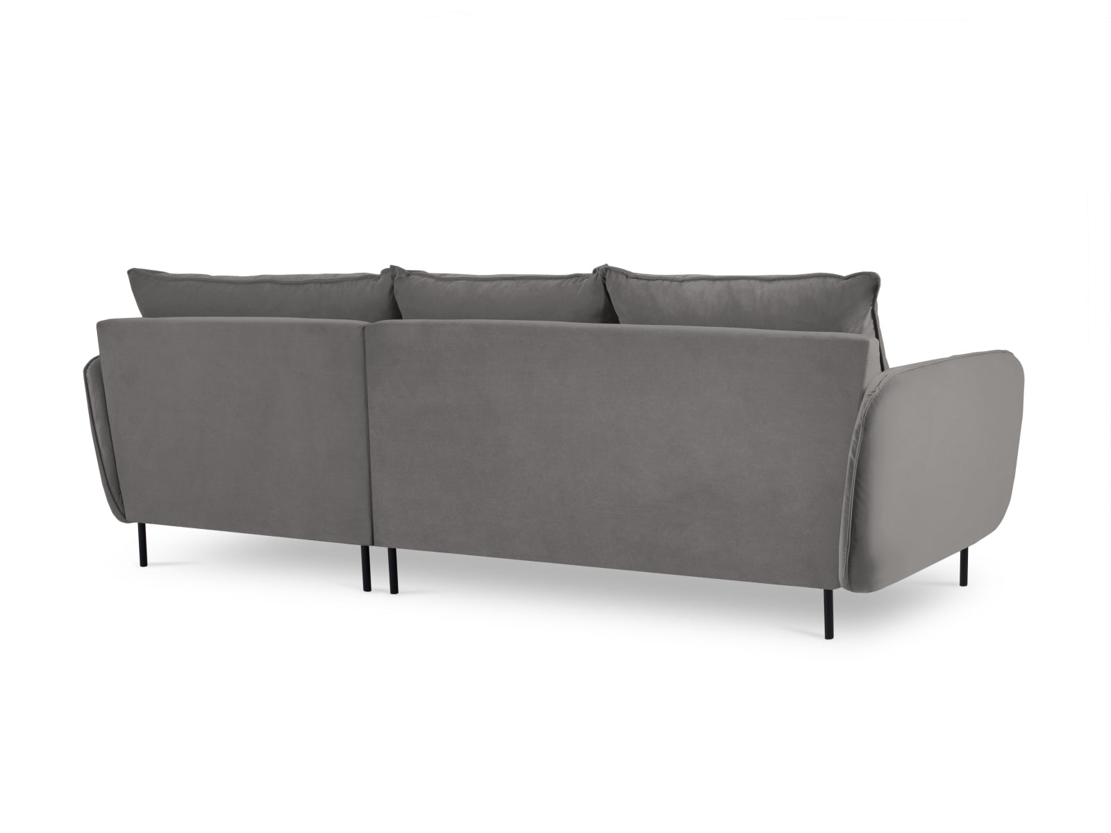 Elegantes 5-Sitzer Ecksofa Vienna in hochwertigem Velours, rechtsseitig, 170 cm, in stilvollem Hellgrau und Schwarz-Bluvel, ideal für jedes Wohnzimmer.