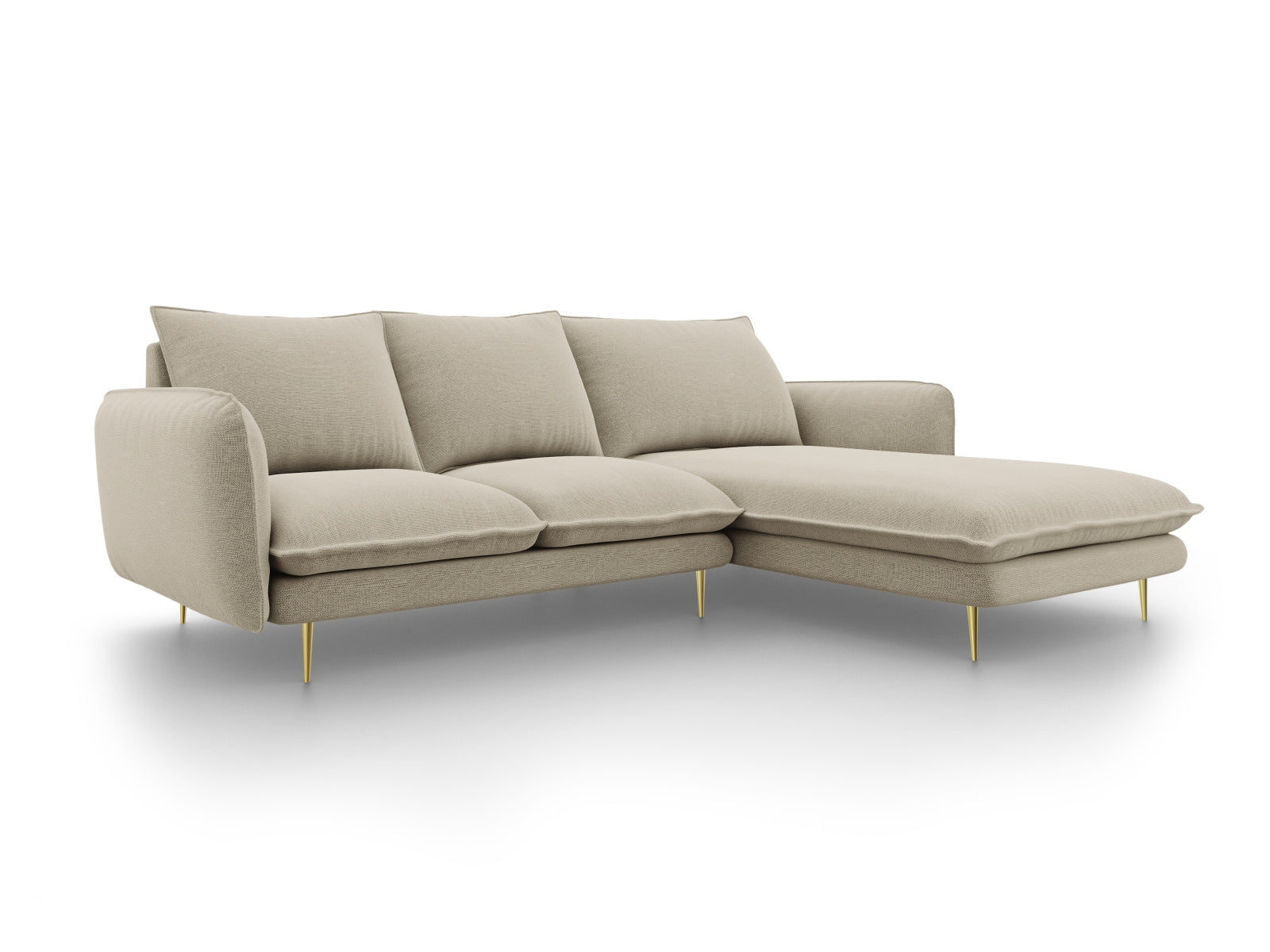 Vienna Ecksofa rechts 5 Sitzer 170cm in Beige/Gold präsentiert im Onlineshop von KAQTU Design AG. Ecksofa rechts ist von Cosmopolitan Design