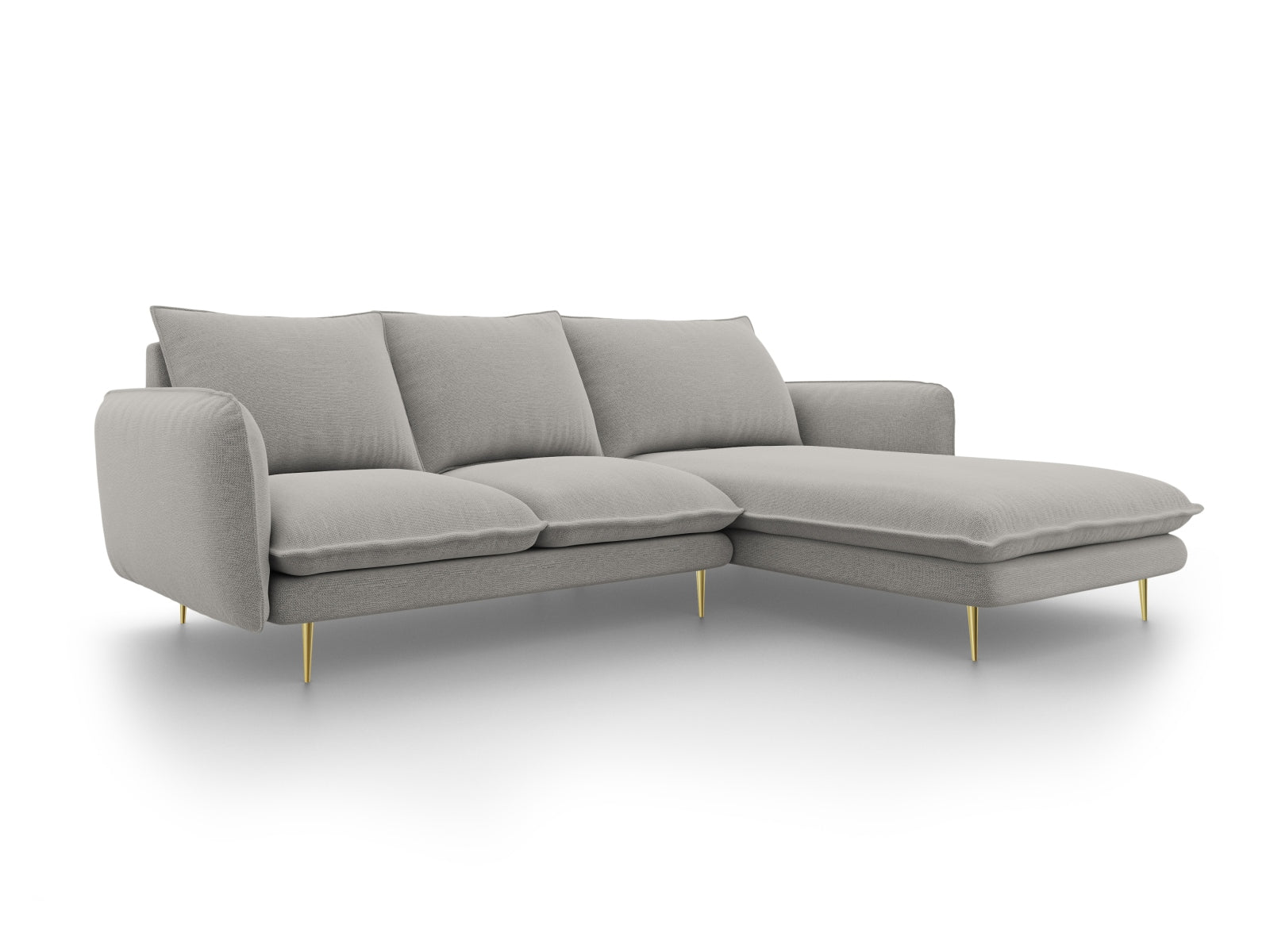 Vienna Ecksofa rechts 5 Sitzer 170cm in Light Grey/Gold präsentiert im Onlineshop von KAQTU Design AG. Ecksofa rechts ist von Cosmopolitan Design