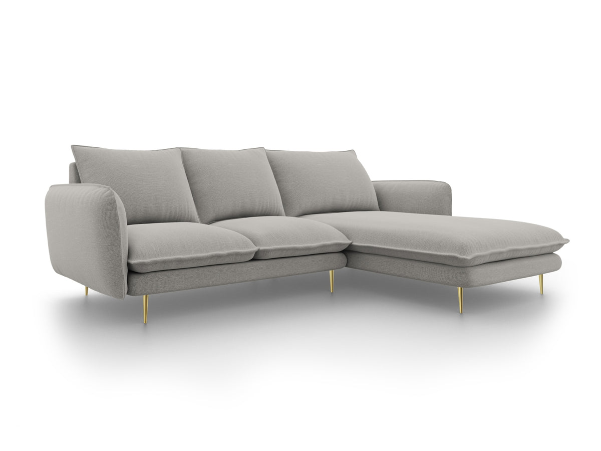 Vienna Ecksofa rechts 5 Sitzer 170cm in Light Grey/Gold-Asgard/ Positano präsentiert im Onlineshop von KAQTU Design AG. L-Sofa rechts ist von Cosmopolitan Design