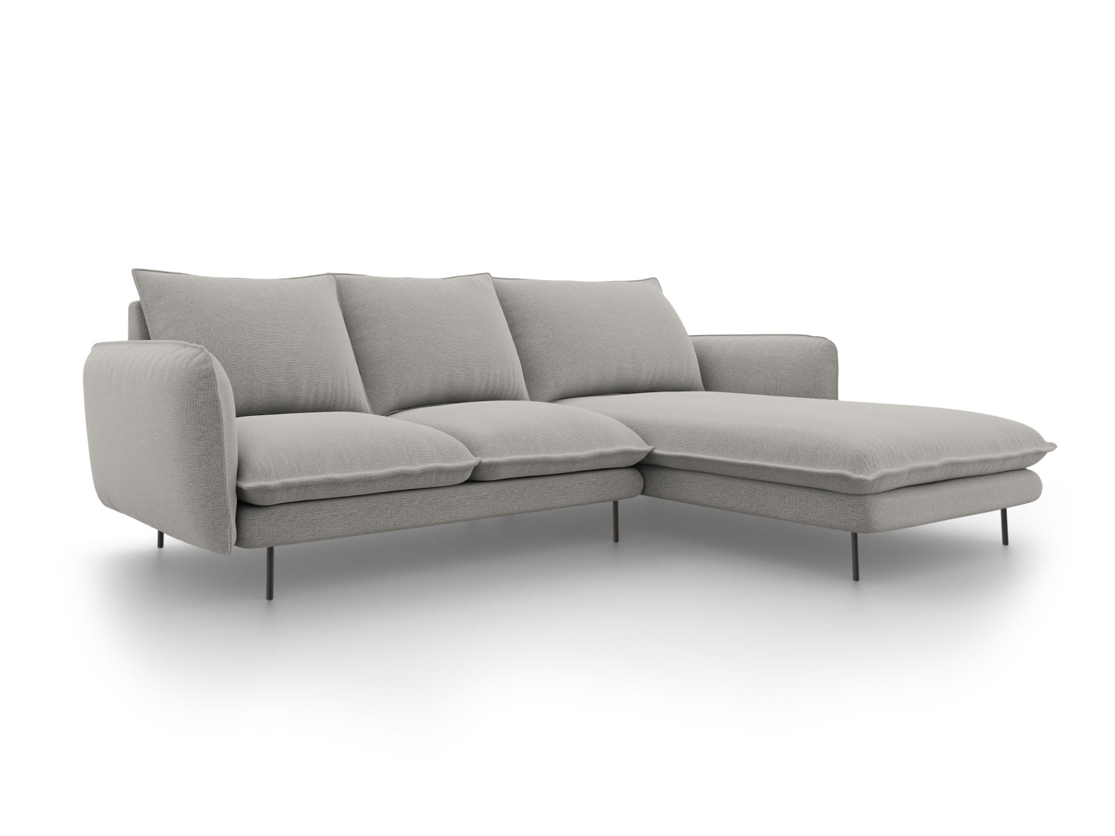Vienna Ecksofa rechts 5 Sitzer 170cm in Light Grey/Schwarz präsentiert im Onlineshop von KAQTU Design AG. Ecksofa rechts ist von Cosmopolitan Design