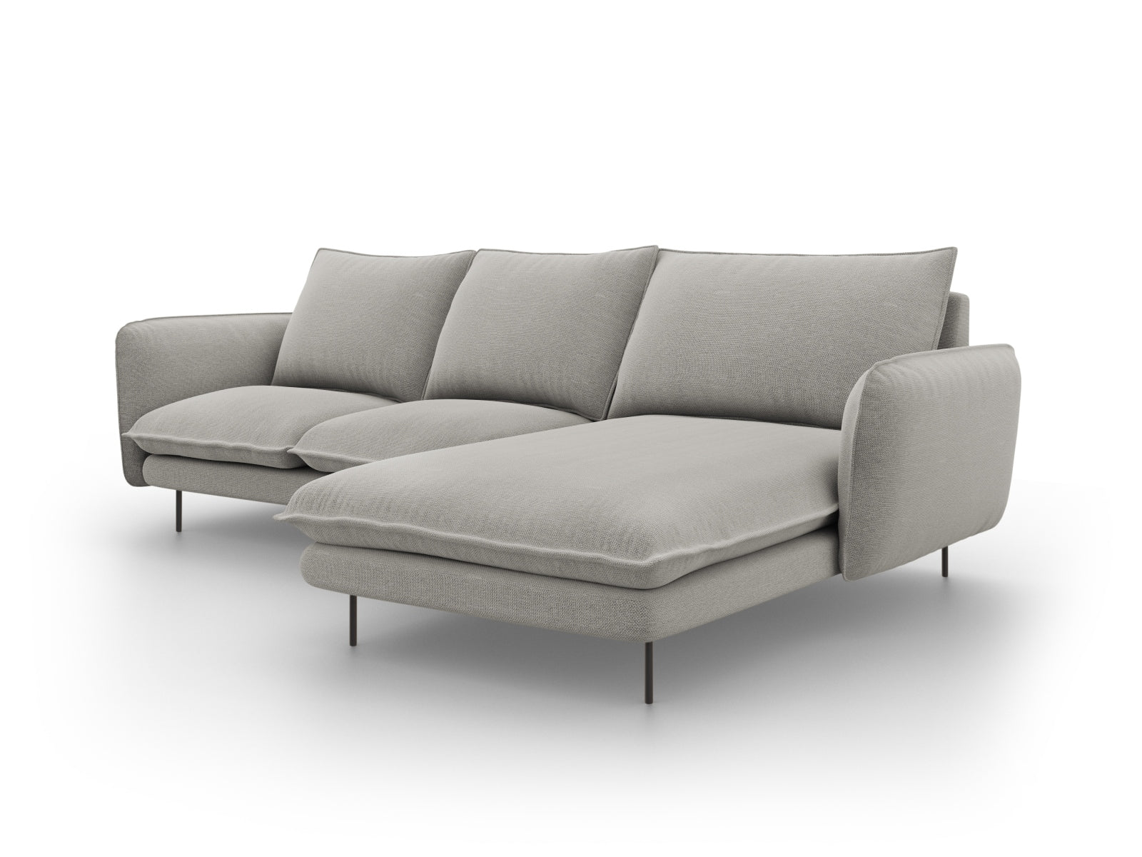 Modernes 5-Sitzer Ecksofa Vienna in Hellgrau und Schwarz, perfekt für gemütliche Wohnzimmer, von Cosmopolitan Design.
