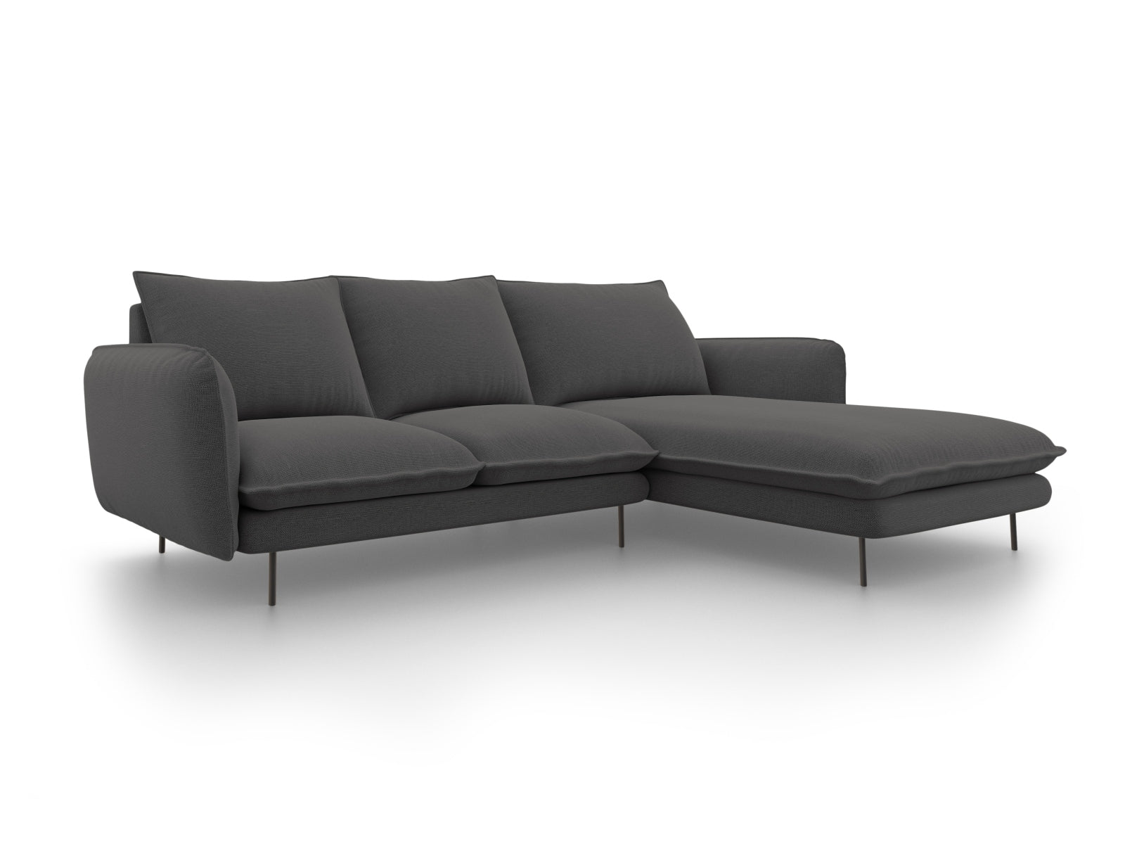 Vienna Ecksofa rechts 5 Sitzer 170cm in Dark Grey/Schwarz präsentiert im Onlineshop von KAQTU Design AG. Ecksofa rechts ist von Cosmopolitan Design