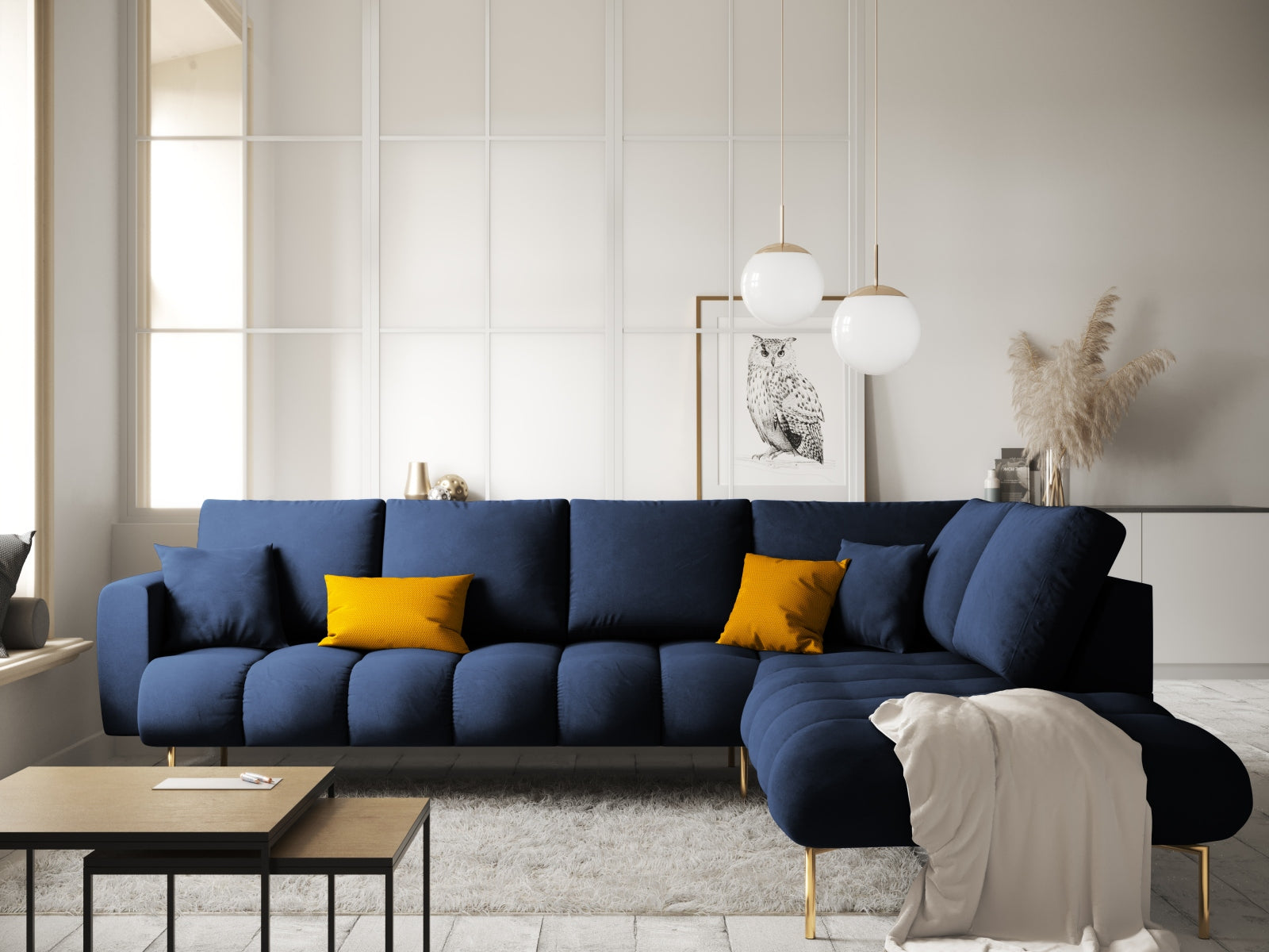 Erleben Sie das stilvolle Hastings Velour Ecksofa rechts 5 Sitzer von Cosmopolitan Design – ideal für Ihr modernes Wohnzimmer und ultimativen Komfort.