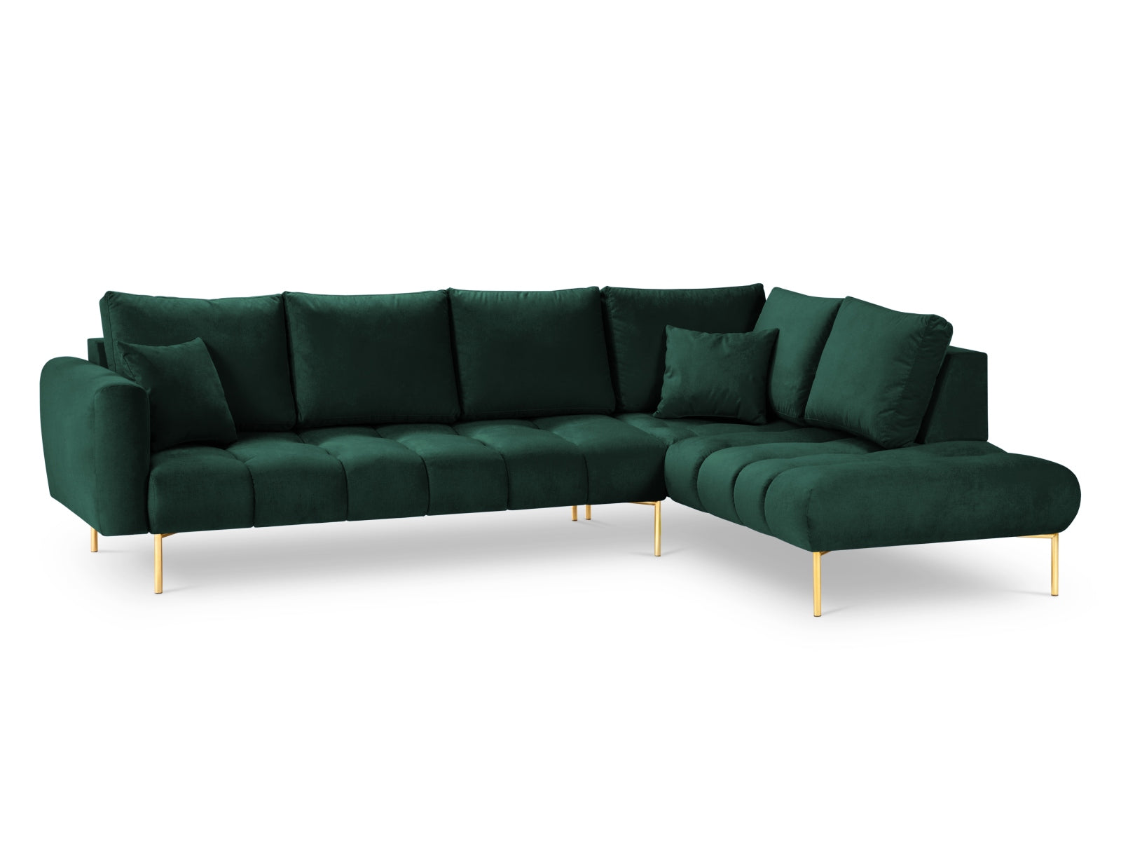 Hastings Velour Ecksofa rechts 5 Sitzer in Bottle Green präsentiert im Onlineshop von KAQTU Design AG. Ecksofa rechts ist von Cosmopolitan Design