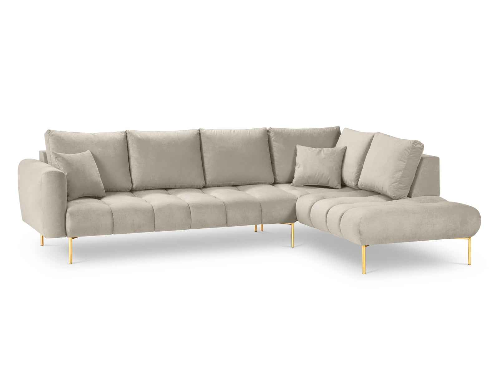 Hastings Velour Ecksofa rechts 5 Sitzer in Beige präsentiert im Onlineshop von KAQTU Design AG. Ecksofa rechts ist von Cosmopolitan Design