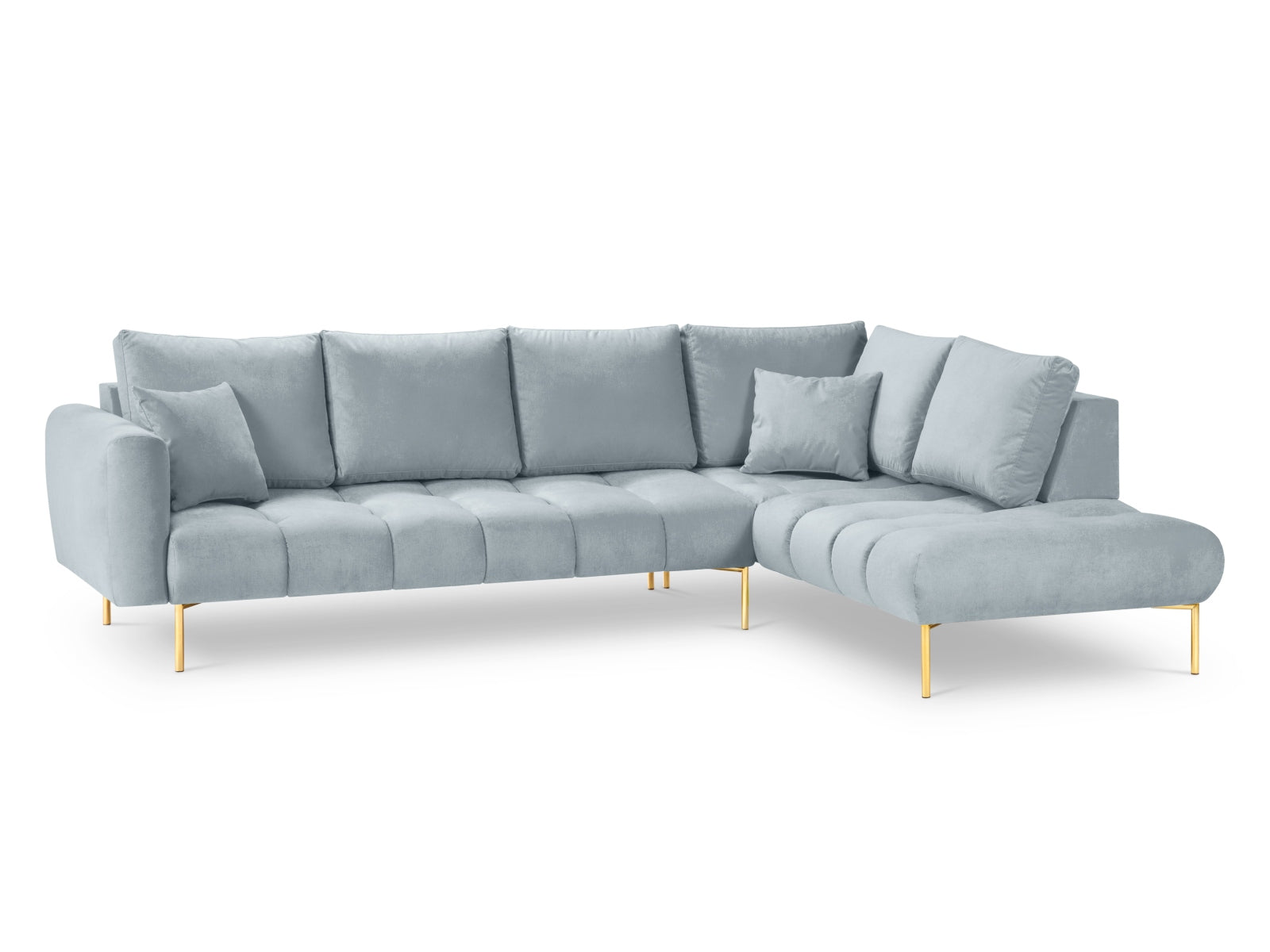 Hastings Velour Ecksofa rechts 5 Sitzer in Light Blue präsentiert im Onlineshop von KAQTU Design AG. Ecksofa rechts ist von Cosmopolitan Design