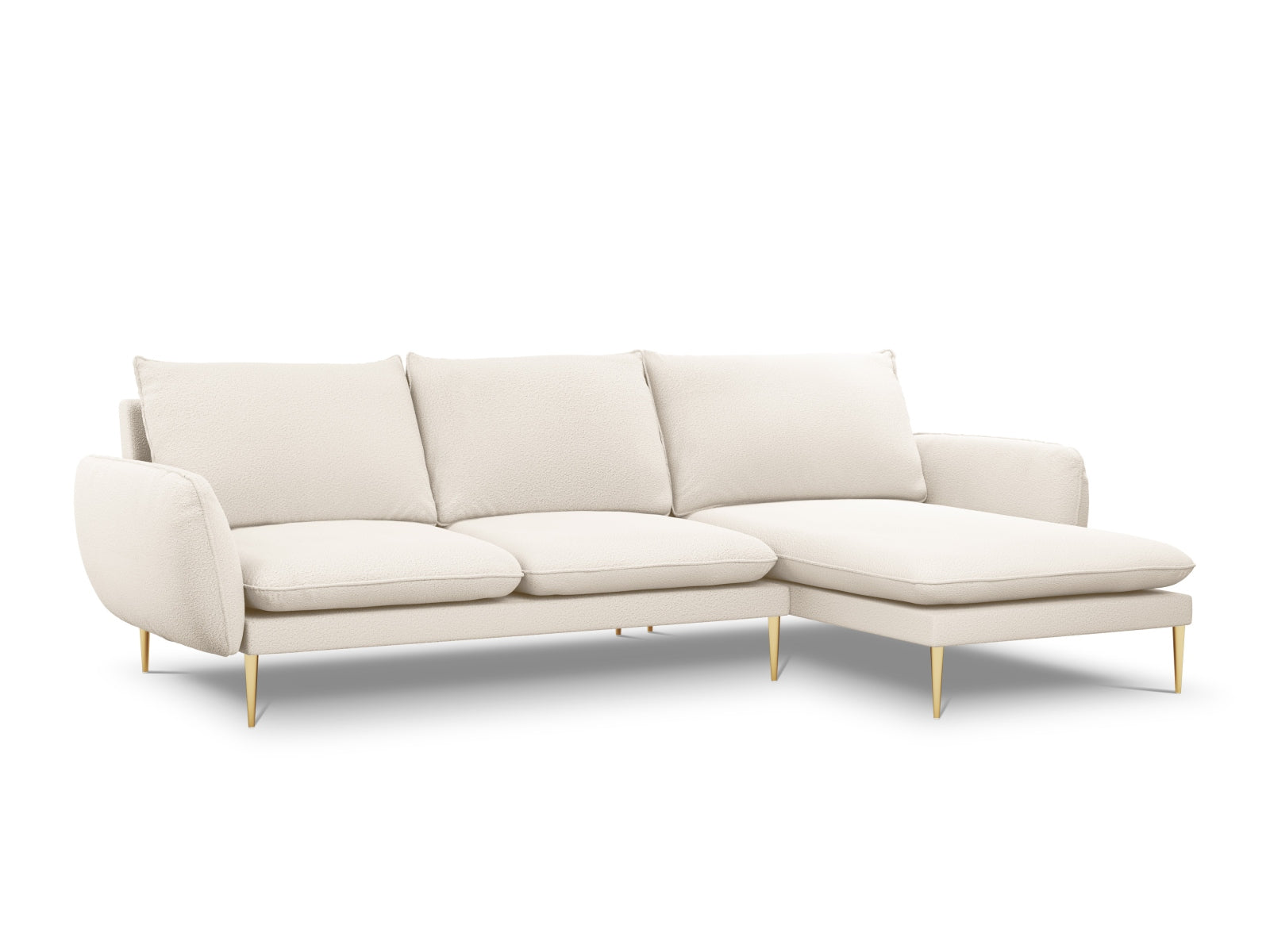 Vienna Boucle Ecksofa rechts 5 Sitzer 170cm in Beige/Gold präsentiert im Onlineshop von KAQTU Design AG. Ecksofa rechts ist von Cosmopolitan Design