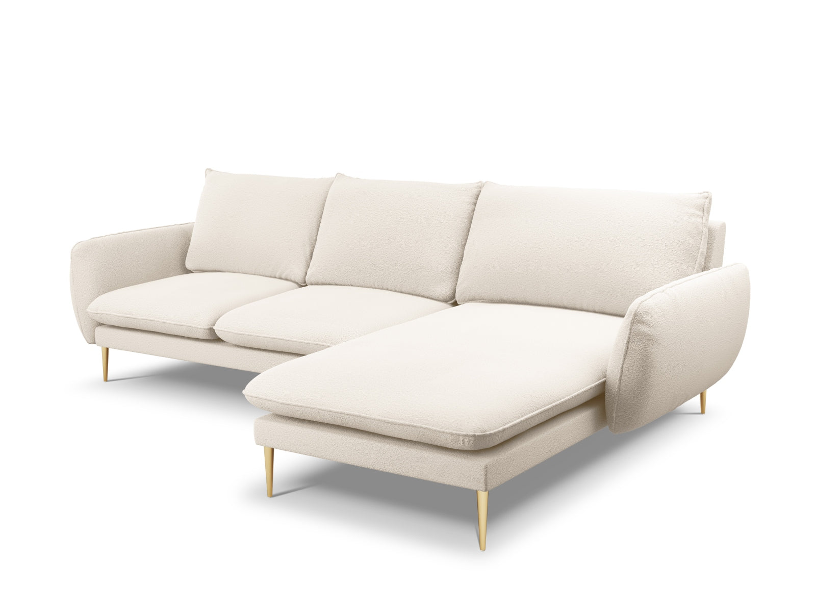 Entdecken Sie das elegante Vienna Boucle Ecksofa rechts – ein 5-Sitzer mit 170 cm, das Stil und Gemütlichkeit in Ihr Wohnzimmer bringt. Ideal für entspannte Stunden!