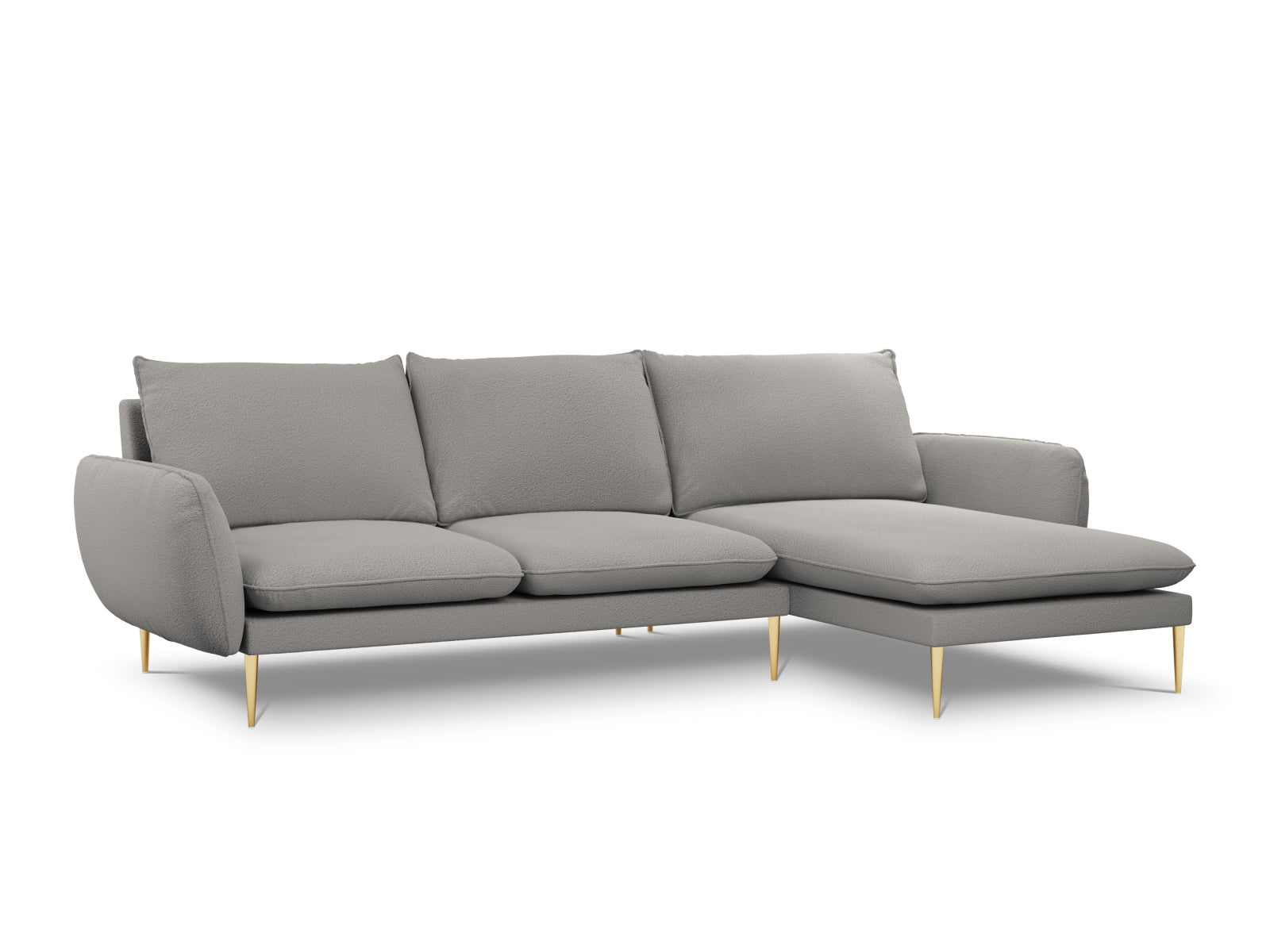 Vienna Boucle Ecksofa rechts 5 Sitzer 170cm in Grey/Gold präsentiert im Onlineshop von KAQTU Design AG. Ecksofa rechts ist von Cosmopolitan Design