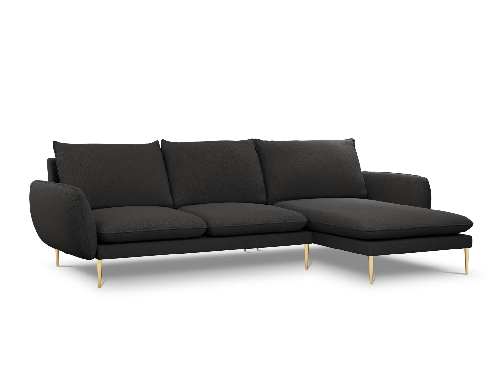 Vienna Boucle Ecksofa rechts 5 Sitzer 170cm in Black/Gold präsentiert im Onlineshop von KAQTU Design AG. Ecksofa rechts ist von Cosmopolitan Design