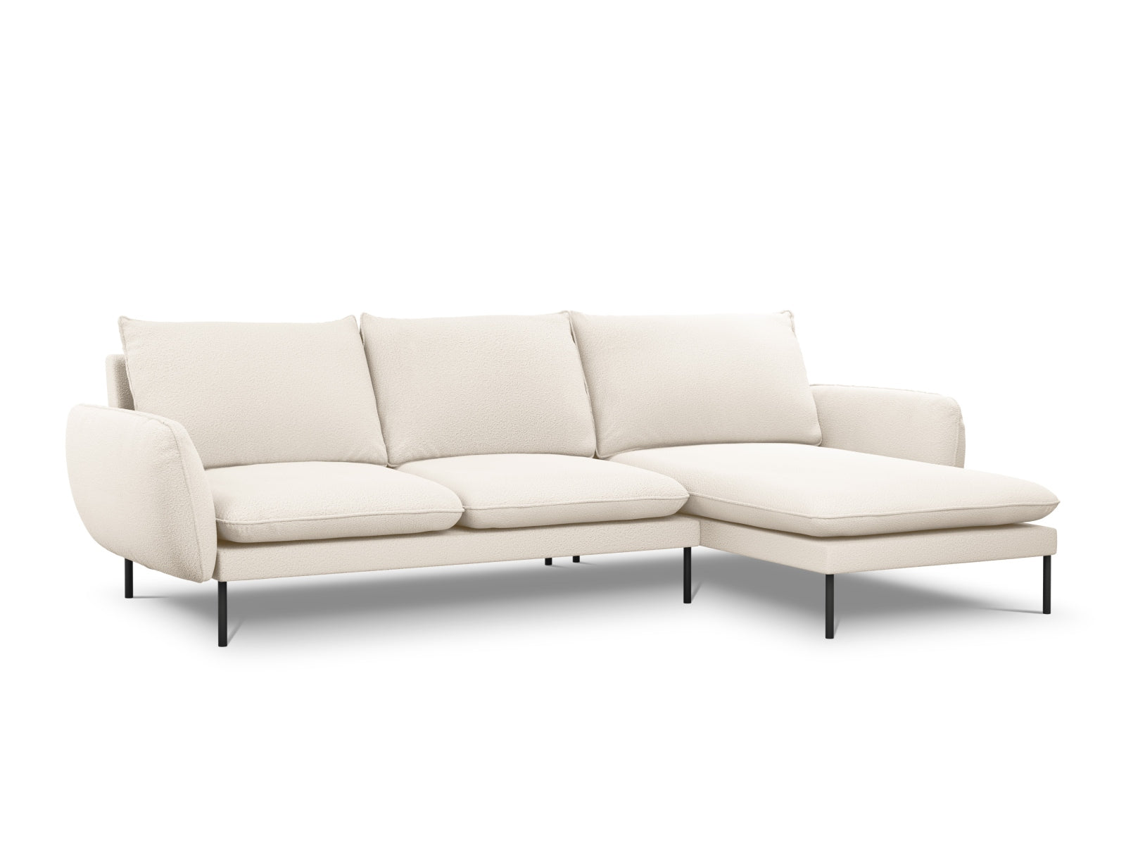 Vienna Boucle Ecksofa rechts 5 Sitzer 170cm in Beige/Schwarz präsentiert im Onlineshop von KAQTU Design AG. Ecksofa rechts ist von Cosmopolitan Design