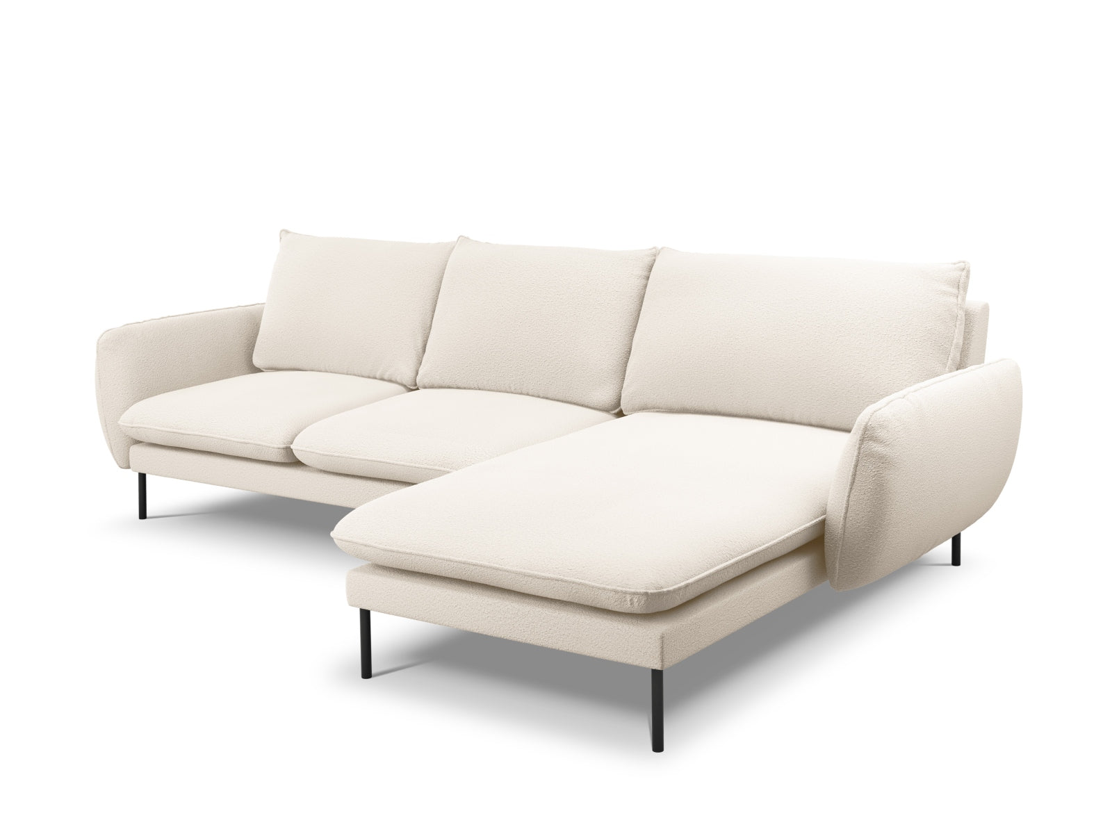 Elegantes 5-Sitzer Ecksofa in Beige und Schwarz, rechte Ausführung, ideal für stilvolle Wohnräume, von Cosmopolitan Design.