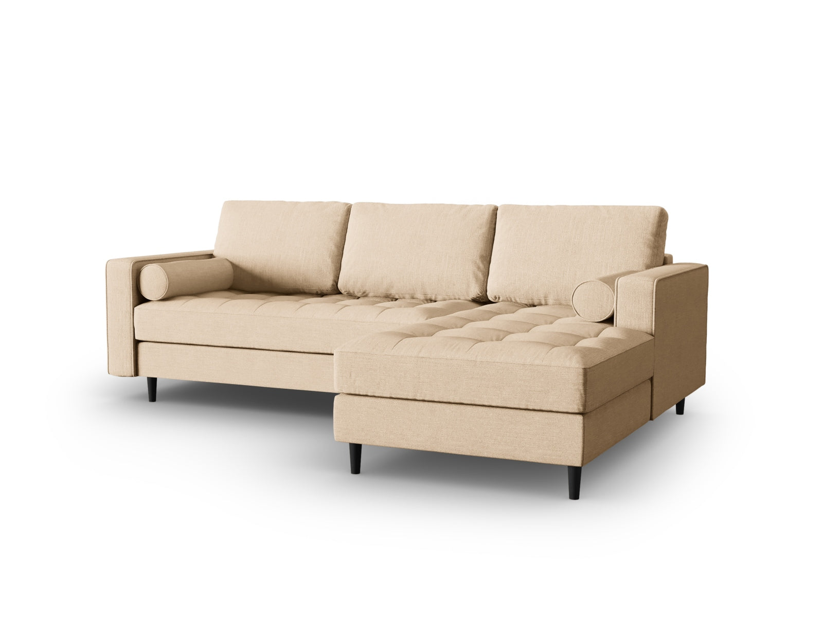 Beige-Melva 4-Sitzer Ecksofa rechts Aspen von Cosmopolitan Design, stilvolles und modernes Möbelstück für Ihr Wohnzimmer.