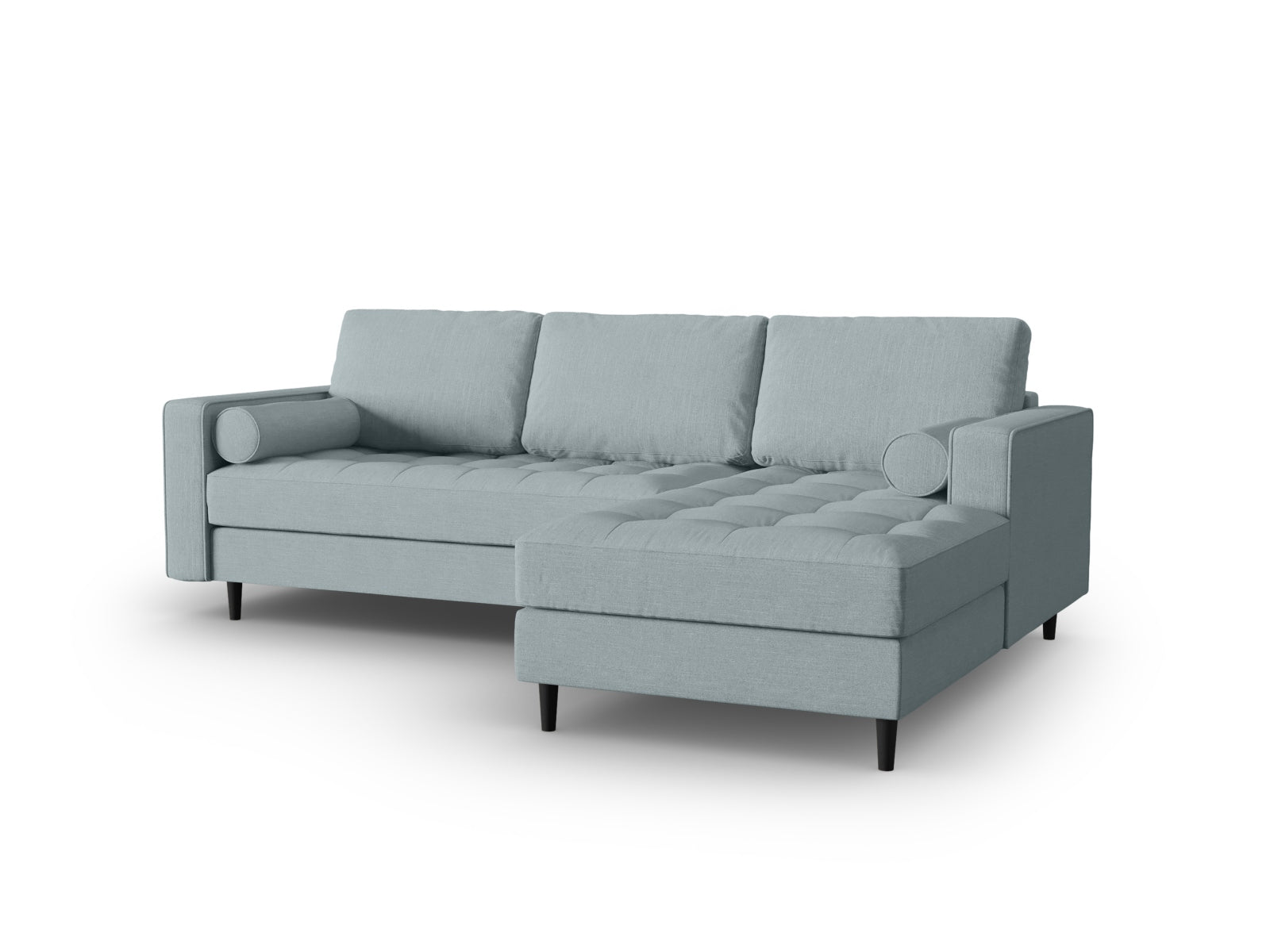 Elegantes 4-Sitzer Ecksofa rechts Aspen in stilvollem Blue-Melva, ideal für moderne Wohnräume, erhältlich bei KAQTU Design AG.