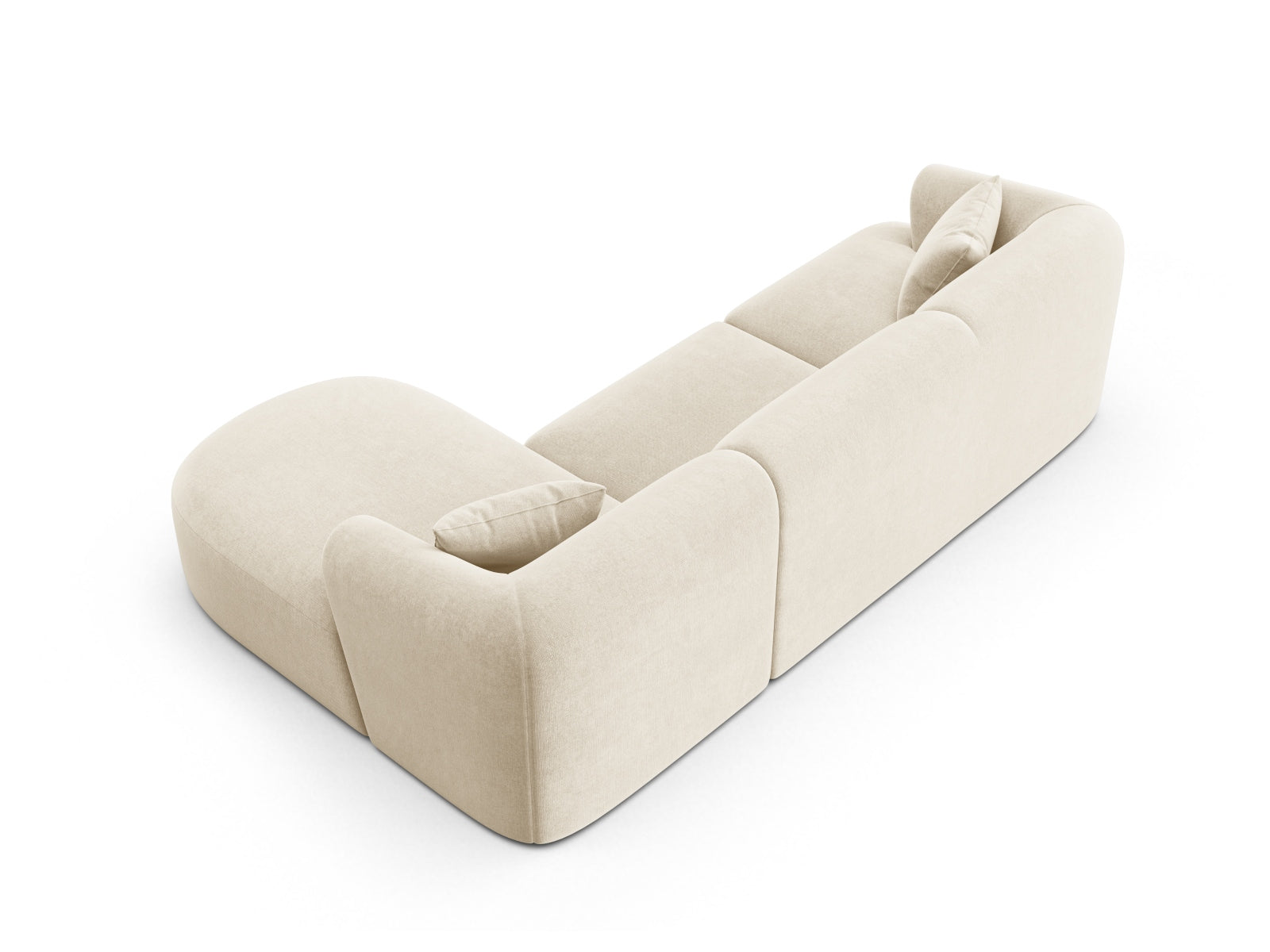 Modulares 4-Sitzer Ecksofa Campi in sanftem Beige, ideal für gemütliche Abende und modernes Wohndesign.