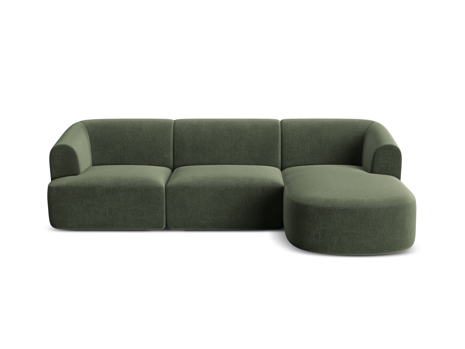 Stylisches 4-Sitzer Ecksofa Campi in elegantem Green-Vogue, ideal für stilvolle Wohnräume und entspannte Stunden mit Freunden.