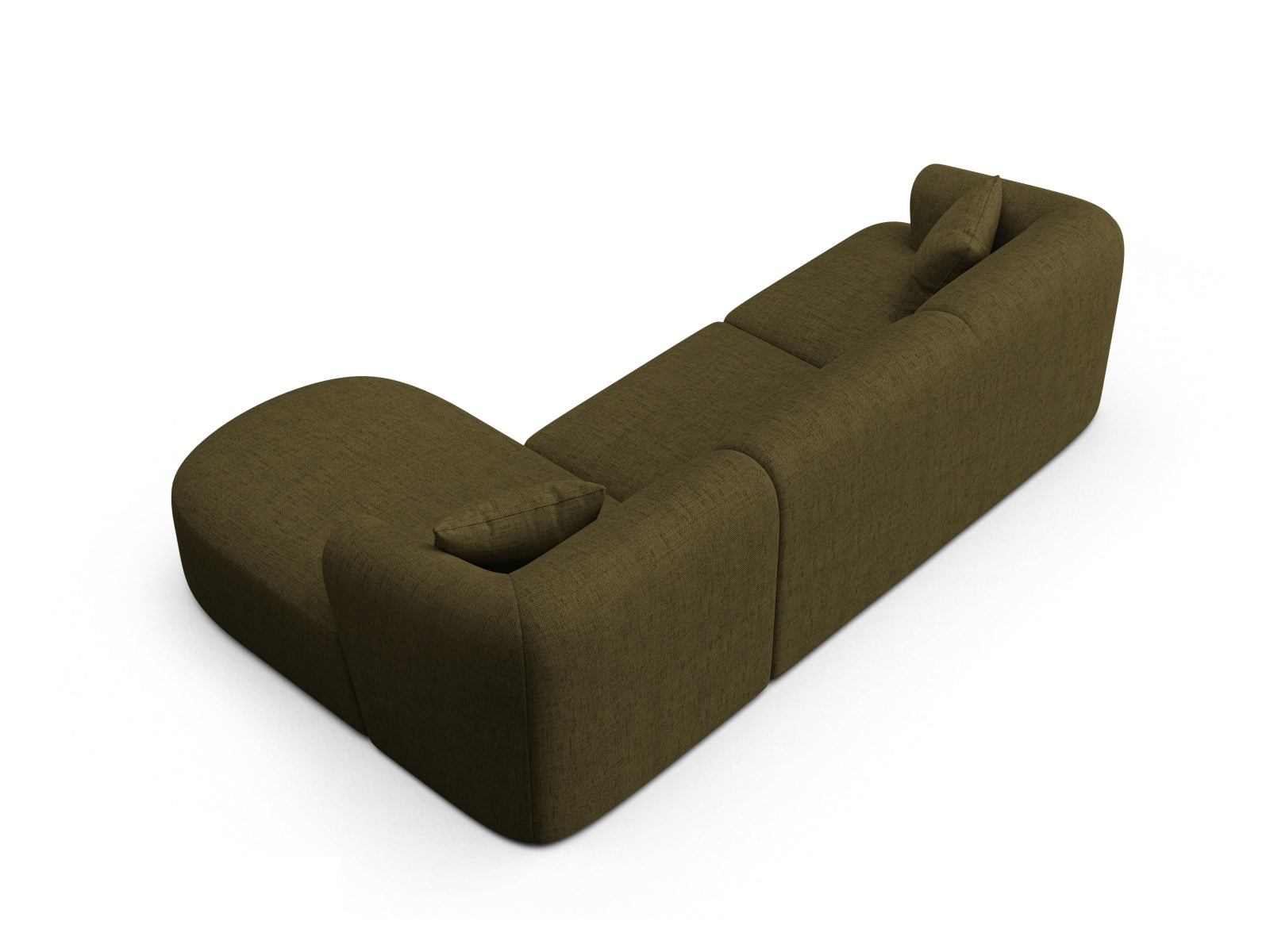 Modernes 4-Sitzer Ecksofa Campi in ansprechendem Grünton, perfekt für stilvolle Wohnzimmer und entspannte Abende von Cosmopolitan Design.