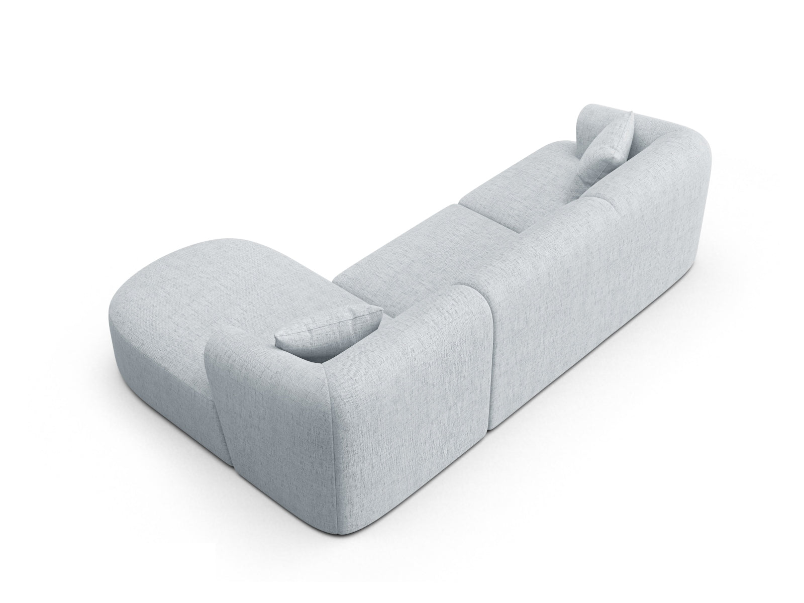 Modernes 4-Sitzer Ecksofa Campi in sanftem Grau, perfekt für gemütliche Stunden und stilvolle Einrichtung, von Cosmopolitan Design.