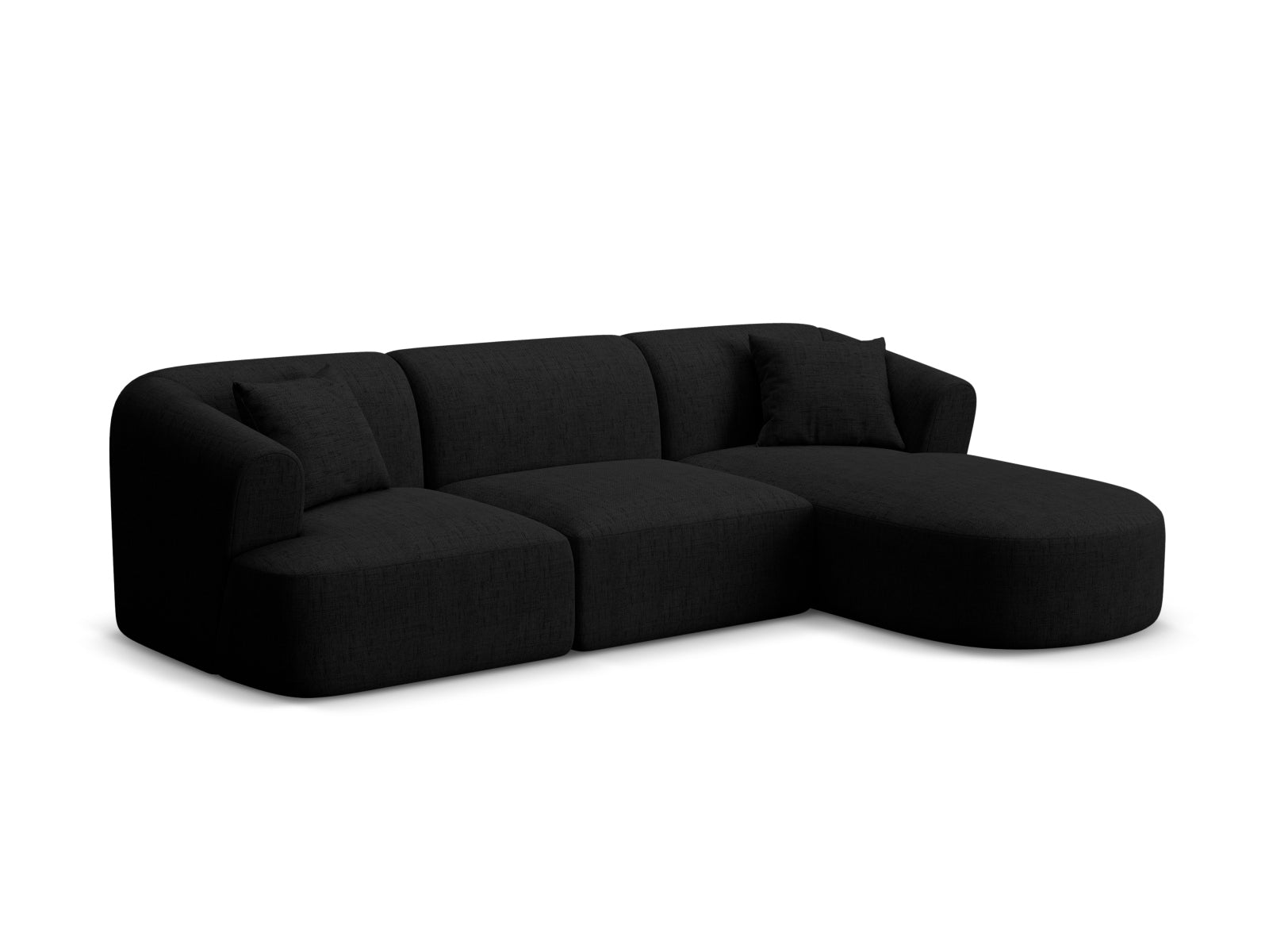 Elegantes 4-Sitzer Ecksofa Campi in Schwarz, ideal für stilvolle Wohnräume. Hochwertiges Design von Cosmopolitan Design.