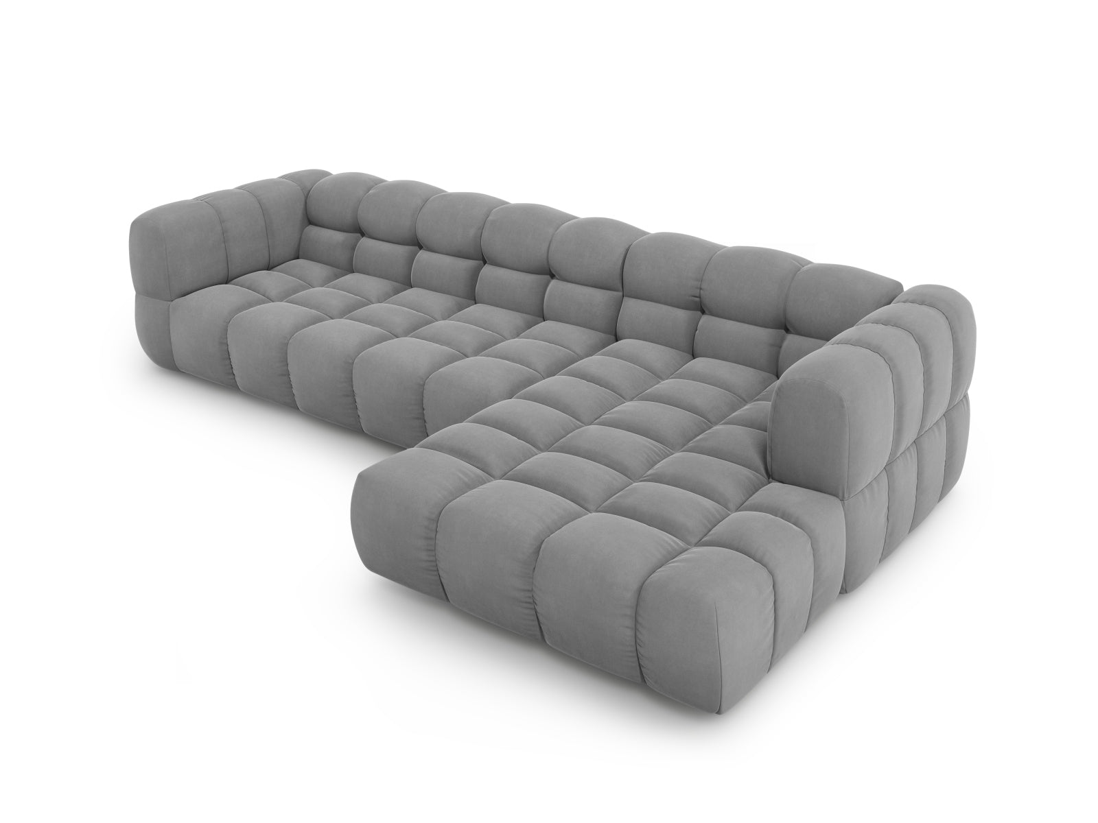 Erleben Sie das elegante Sky Velour Ecksofa rechts 4 Sitzer (162 cm) von Cosmopolitan Design – perfekt für stilvolle Wohnräume, modular und bequem!