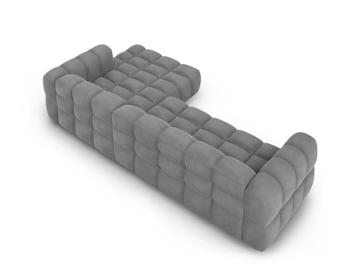 Sky Velour modulares Ecksofa rechts 4 Sitzer 162cm in Light Grey-Casino präsentiert im Onlineshop von KAQTU Design AG. L-Sofa rechts ist von Cosmopolitan Design