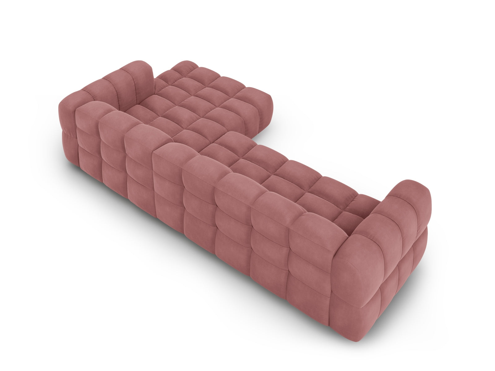 Elegantes modulares Ecksofa Sky Velour in zartem Flamingo-Casino, 4-Sitzer, ideal für stilvolle Wohnräume, erhältlich bei Cosmopolitan Design.