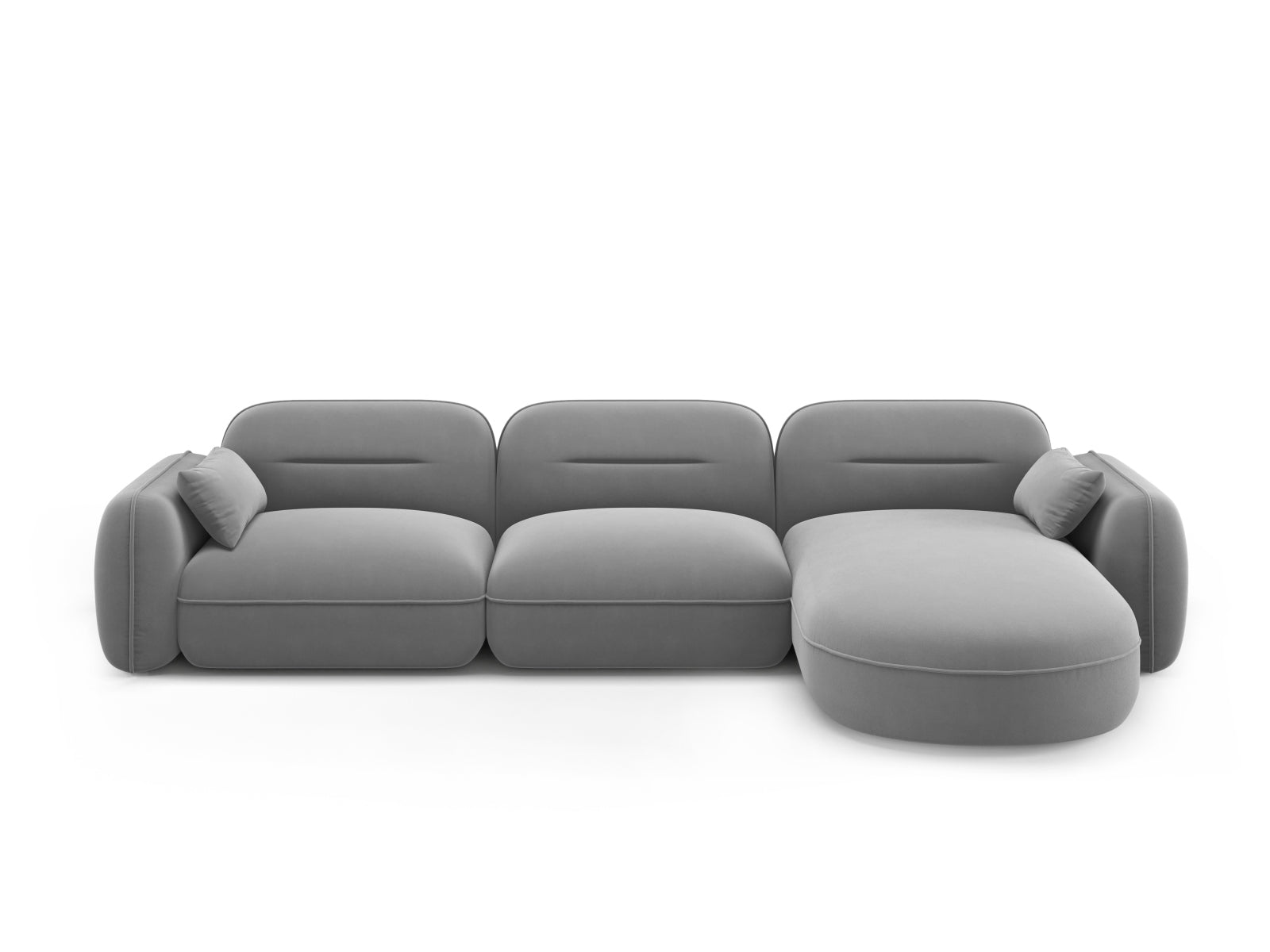 Sydney Velour Modular Ecksofa rechts 4 Sitzer in Light Grey-Casino präsentiert im Onlineshop von KAQTU Design AG. L-Sofa rechts ist von Cosmopolitan Design