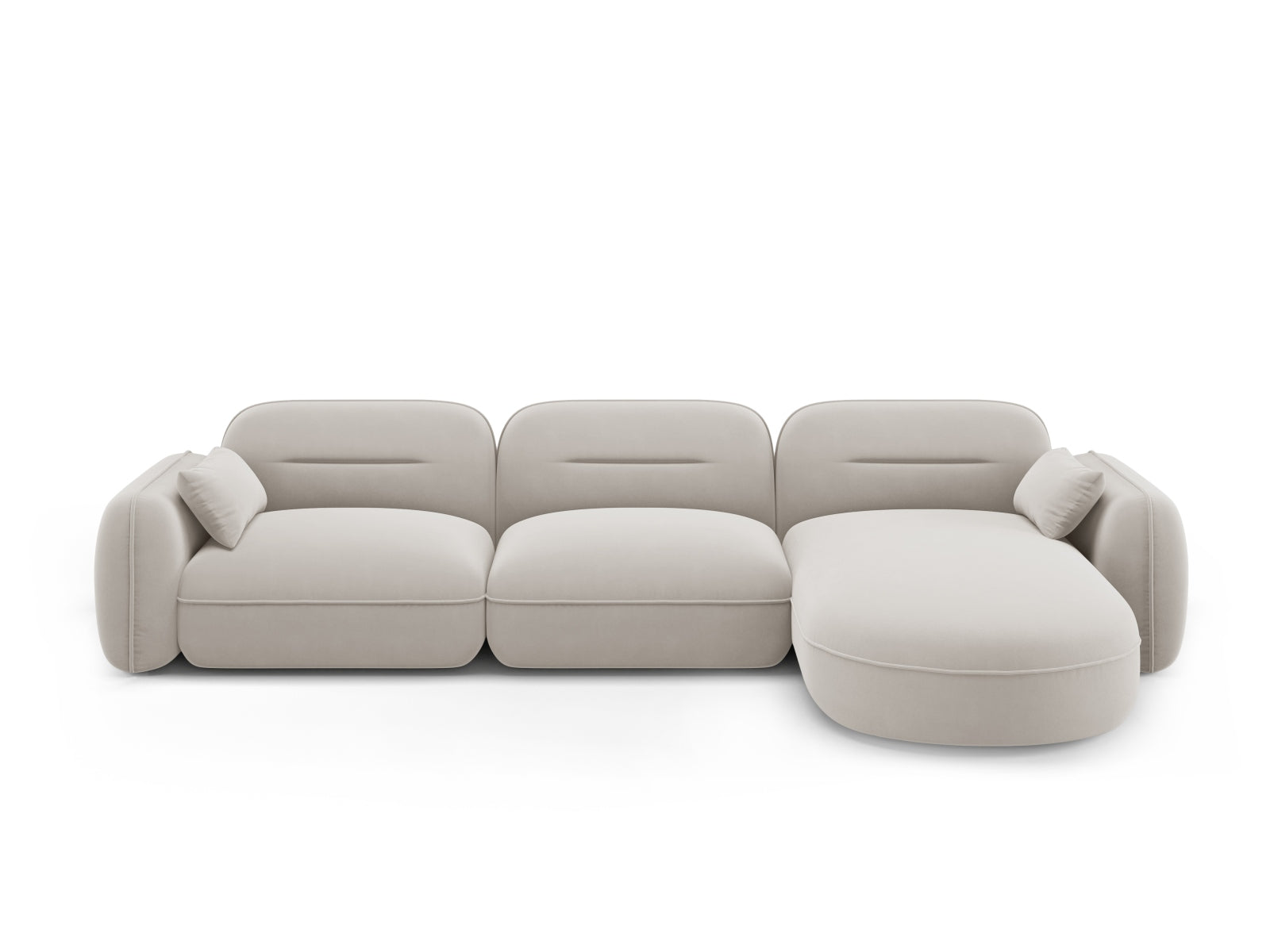 Sydney Velour Modular Ecksofa rechts 4 Sitzer in Light Beige-Casino präsentiert im Onlineshop von KAQTU Design AG. L-Sofa rechts ist von Cosmopolitan Design