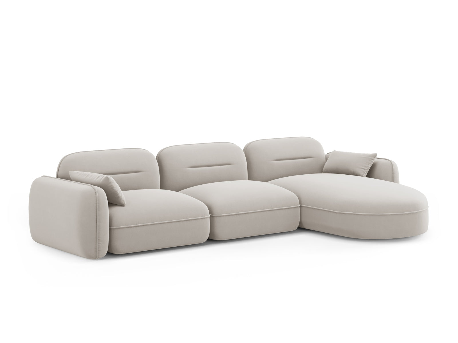 Modulares Ecksofa Sydney in sanftem Beige, bietet Komfort und Stil für jedes Wohnzimmer. Ideal für gesellige Abende und entspannte Stunden.