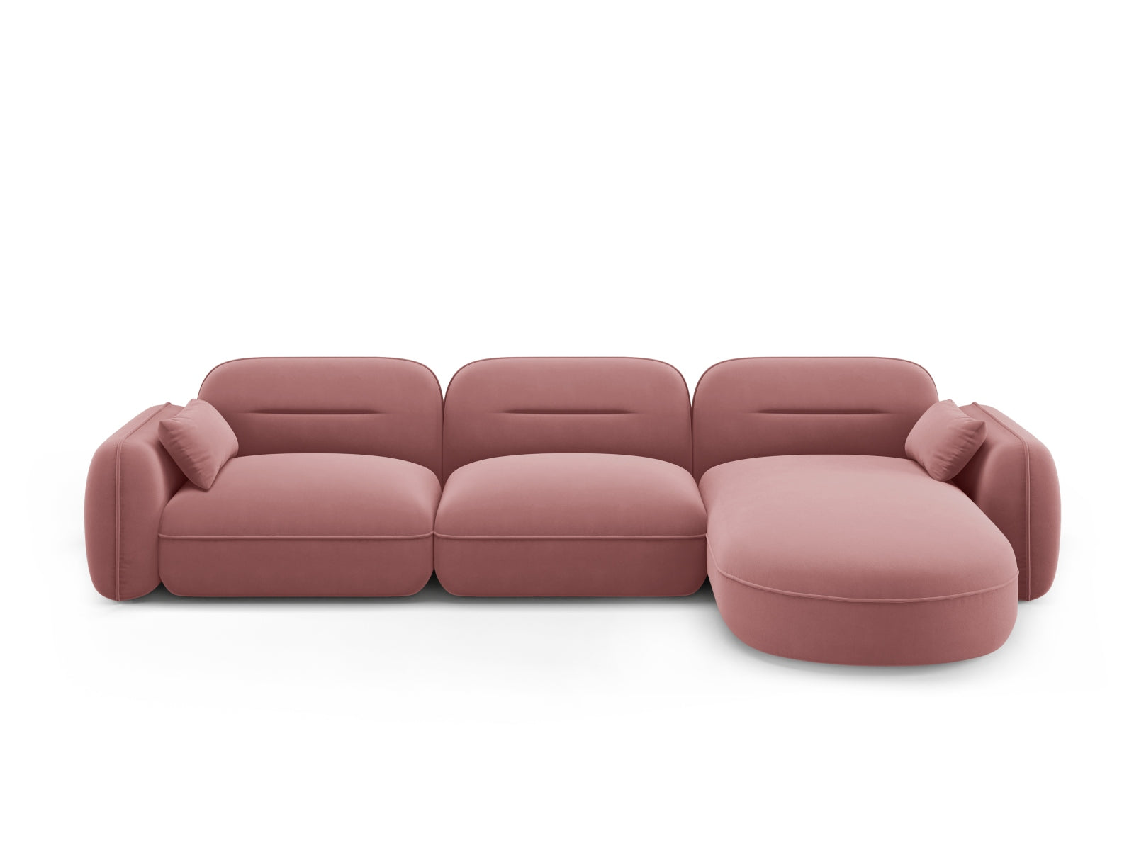 Sydney Velour Modular Ecksofa rechts 4 Sitzer in Flamingo-Casino präsentiert im Onlineshop von KAQTU Design AG. L-Sofa rechts ist von Cosmopolitan Design