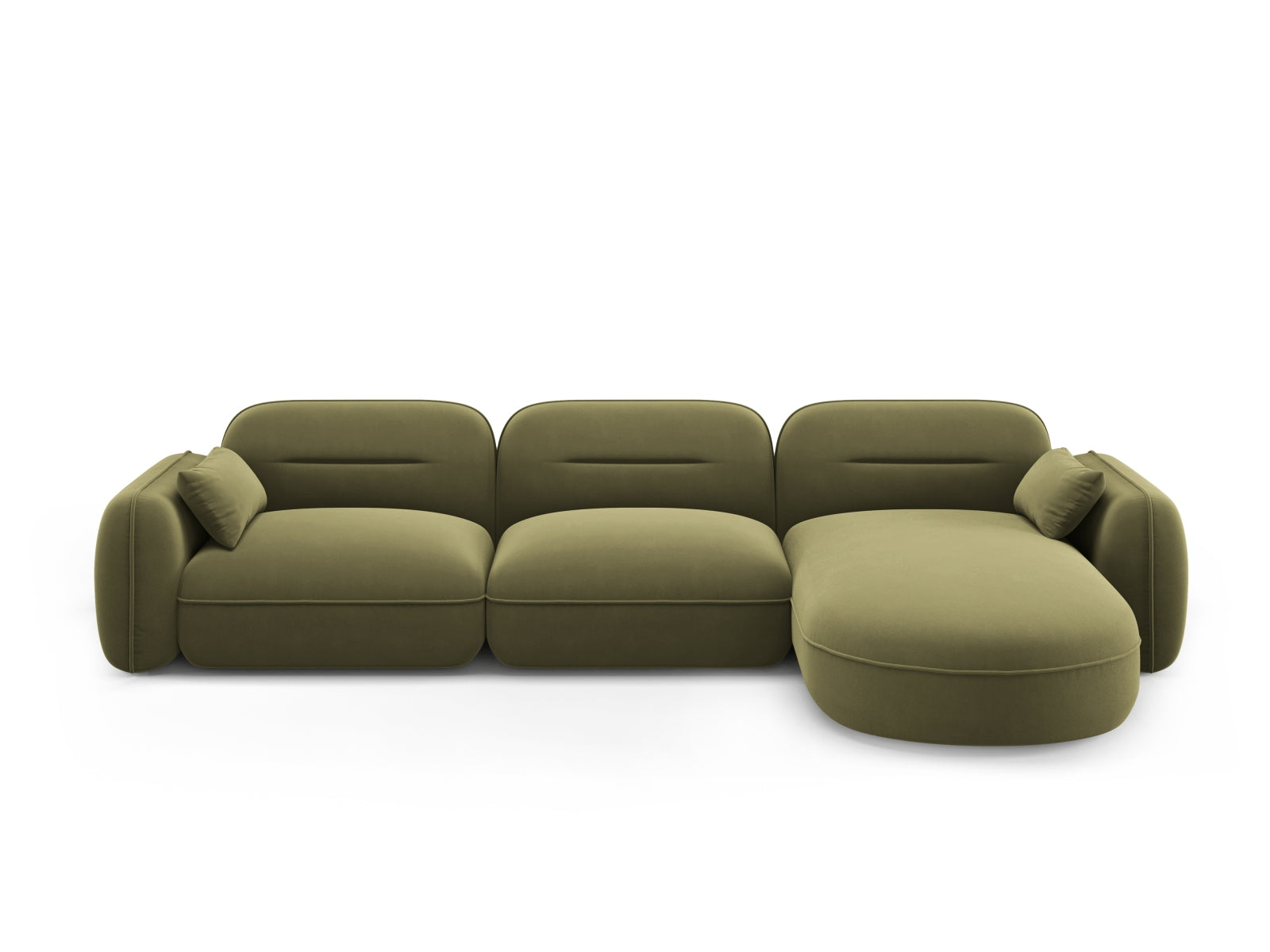 Sydney Velour Modular Ecksofa rechts 4 Sitzer in Light Green präsentiert im Onlineshop von KAQTU Design AG. Ecksofa rechts ist von Cosmopolitan Design