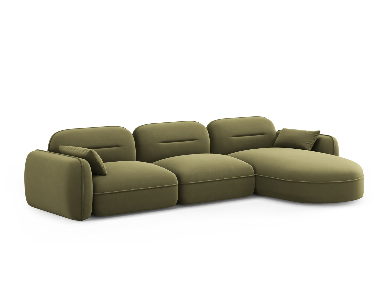 Modulares Ecksofa Sydney in sanftem Grün, bietet Komfort und Stil für Ihr Zuhause. Ideal für gesellige Abende und entspannte Momente.