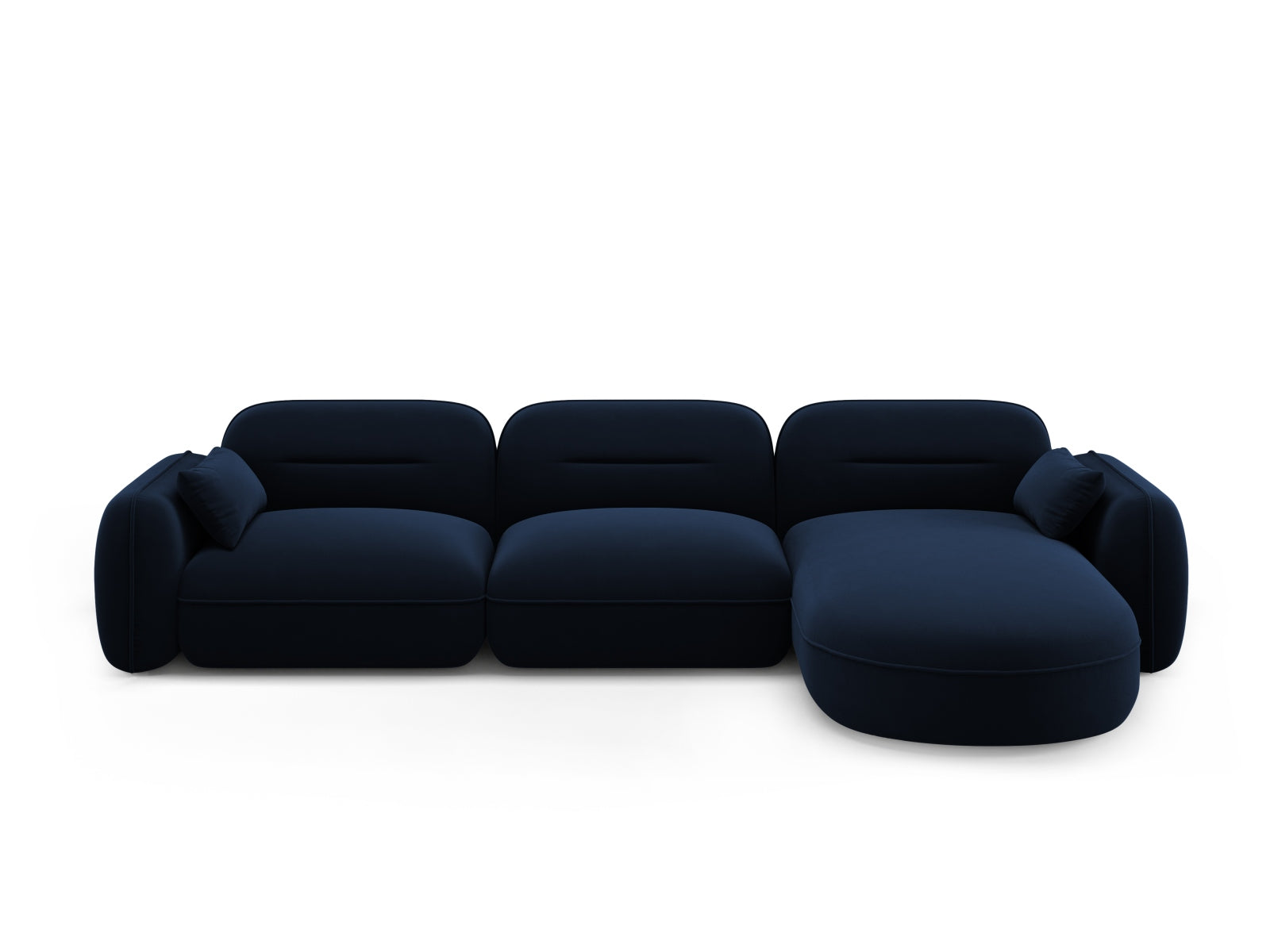 Sydney Velour Modular Ecksofa rechts 4 Sitzer in Royal Blue-Casino präsentiert im Onlineshop von KAQTU Design AG. L-Sofa rechts ist von Cosmopolitan Design