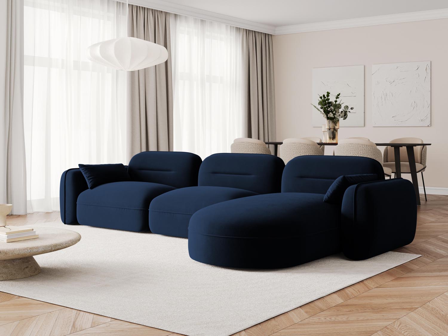 Entdecken Sie das Sydney Velour Modular Ecksofa rechts von Cosmopolitan Design – ein elegantes 4-Sitzer Sofa, das modernen Komfort und stilvolles Design vereint.