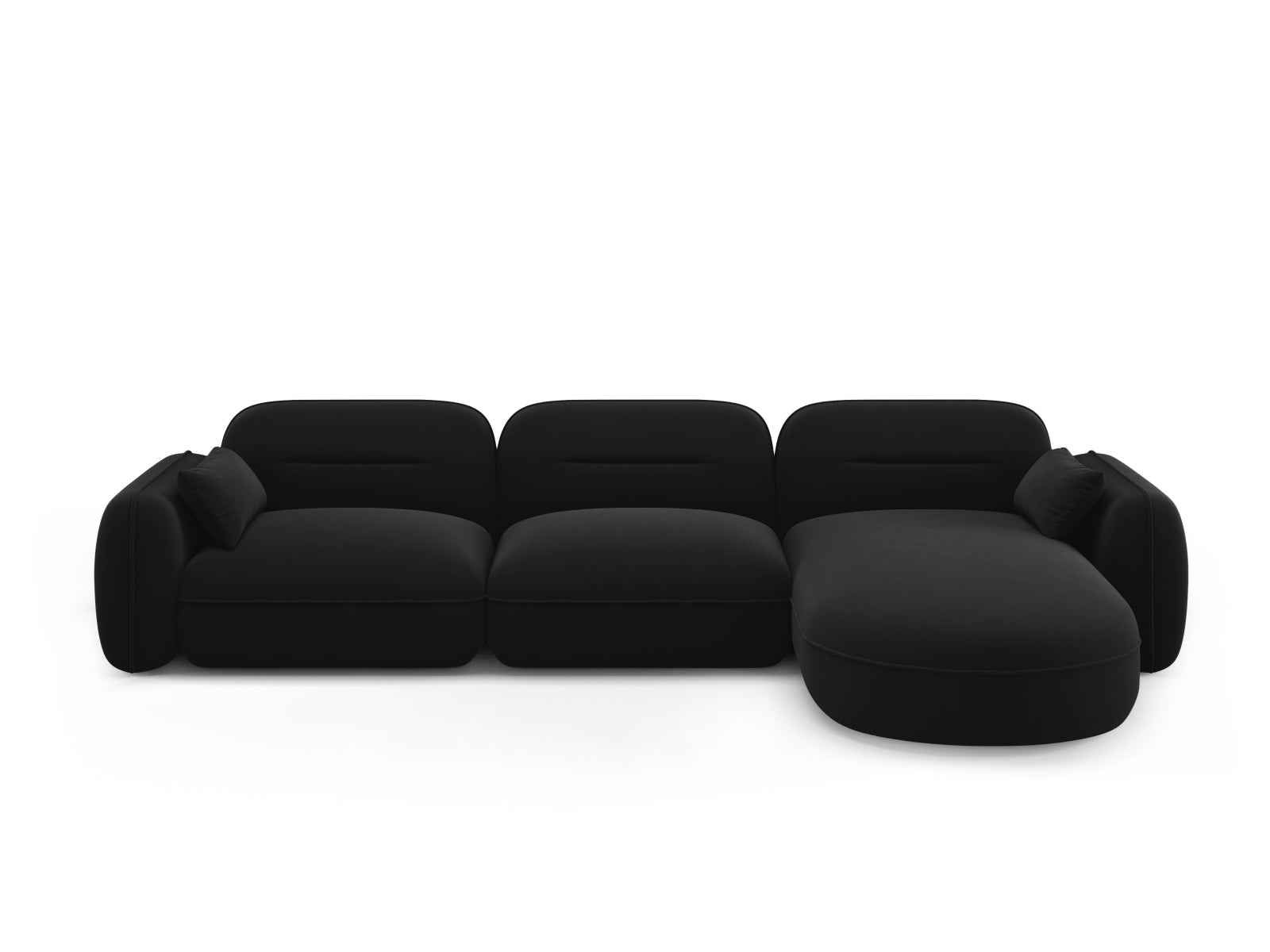Sydney Velour Modular Ecksofa rechts 4 Sitzer in Black-Casino präsentiert im Onlineshop von KAQTU Design AG. L-Sofa rechts ist von Cosmopolitan Design