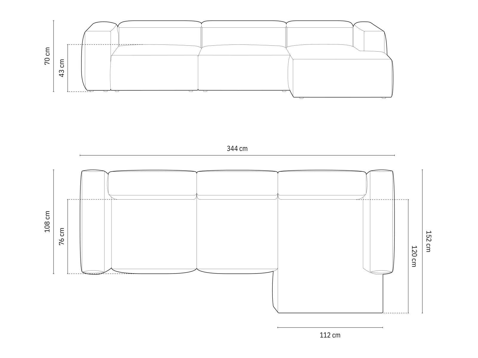 Bergamo Modular Ecksofa rechts 4 Sitzer in Graphite-Liberty präsentiert im Onlineshop von KAQTU Design AG. Ecksofa rechts ist von Cosmopolitan Design